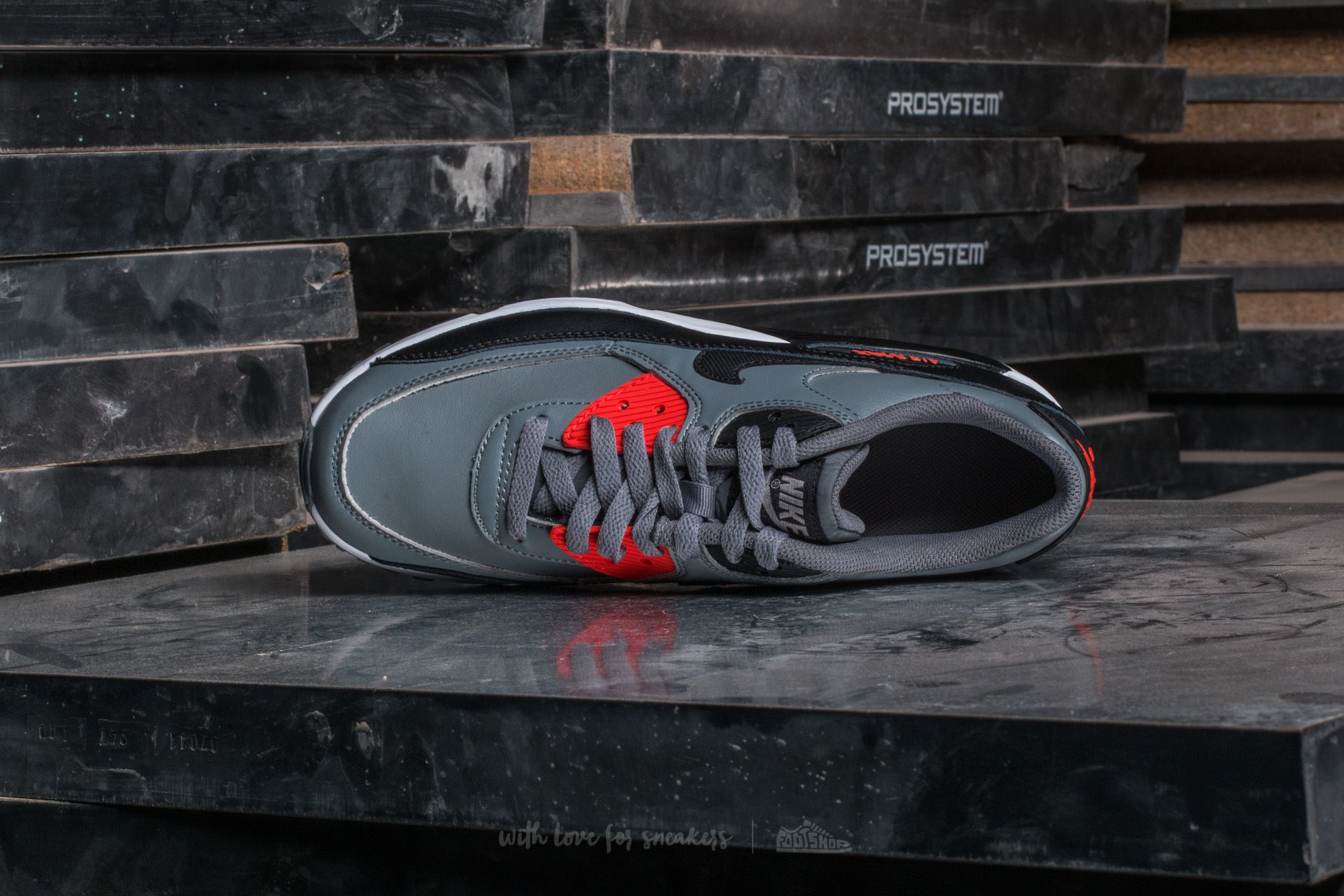 Women's shoes Nike Air Max 90 Leather (GS) Cool Grey/ Black-Max Orange