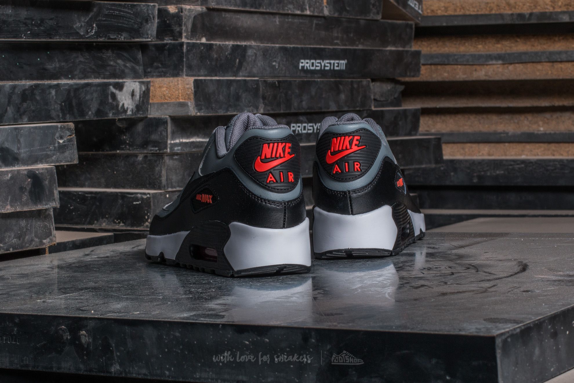 Women's shoes Nike Air Max 90 Leather (GS) Cool Grey/ Black-Max Orange