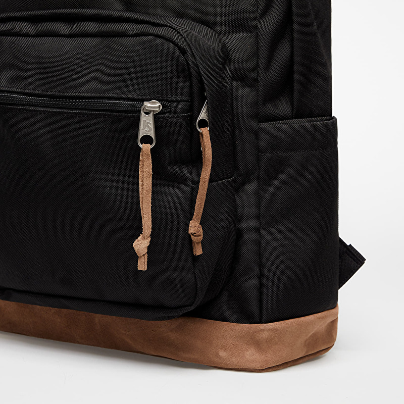 jansport backpack black and brown Right Pack and small essentials within easy reach Brown Text Logo JanSport Backpack