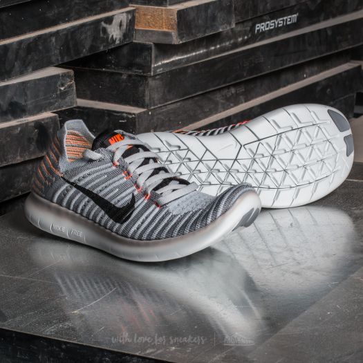 Women s shoes Nike Wmns Free Run Flyknit Wolf Grey Black Bright Mango Footshop