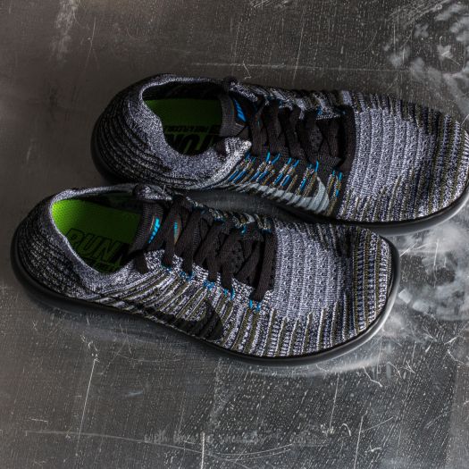 Men s shoes Nike Free Run Flyknit Cargo Khaki Black Blue Glow Footshop