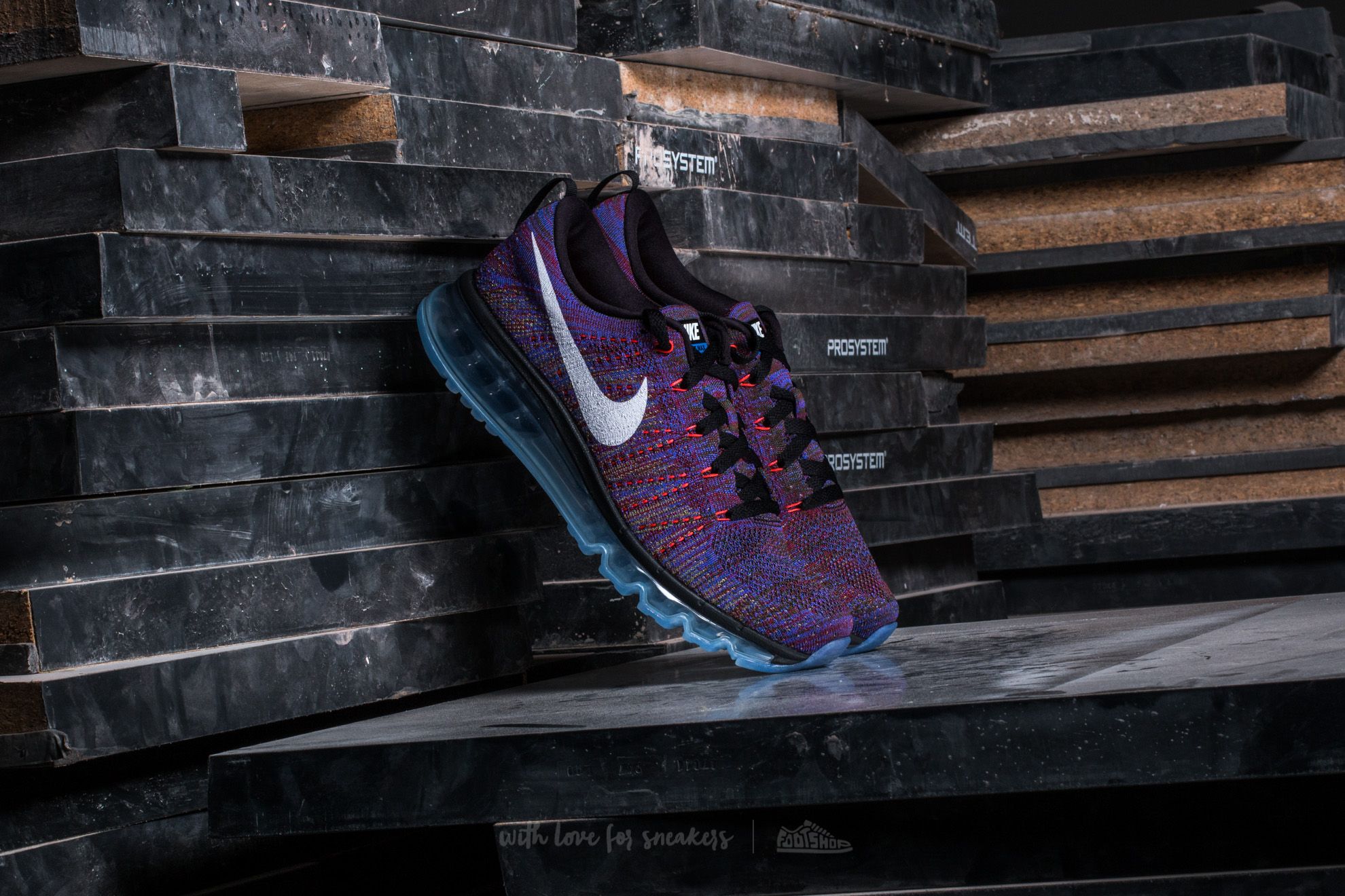 Buty męskie Nike Flyknit Max Black/ White-Medium Blue