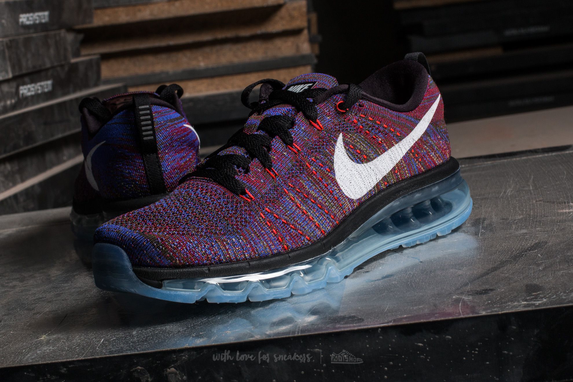 Buty męskie Nike Flyknit Max Black/ White-Medium Blue