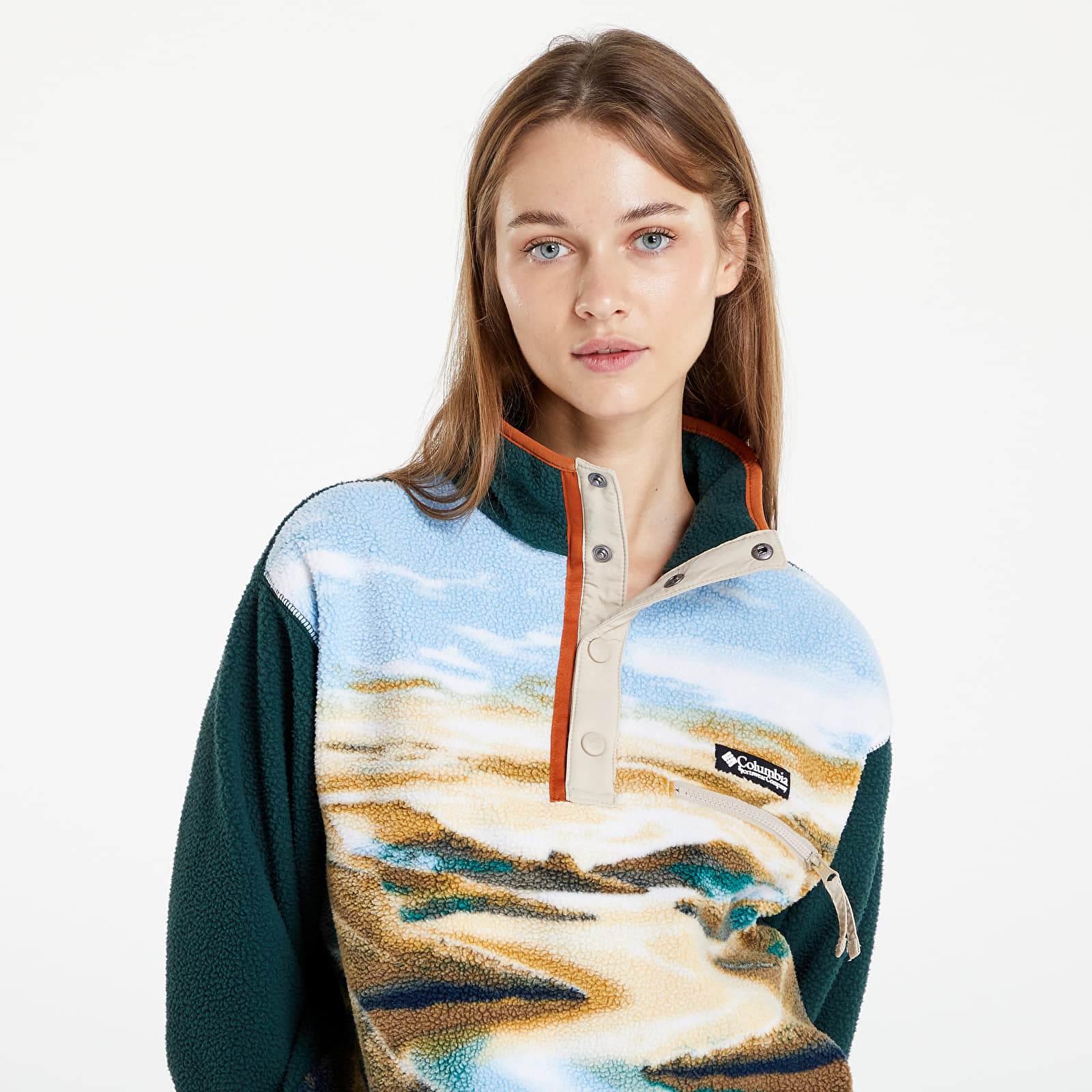 Φούτερ Columbia Helvetia™ Cropped Half Snap Warm Copper CRG Print/ Spruce