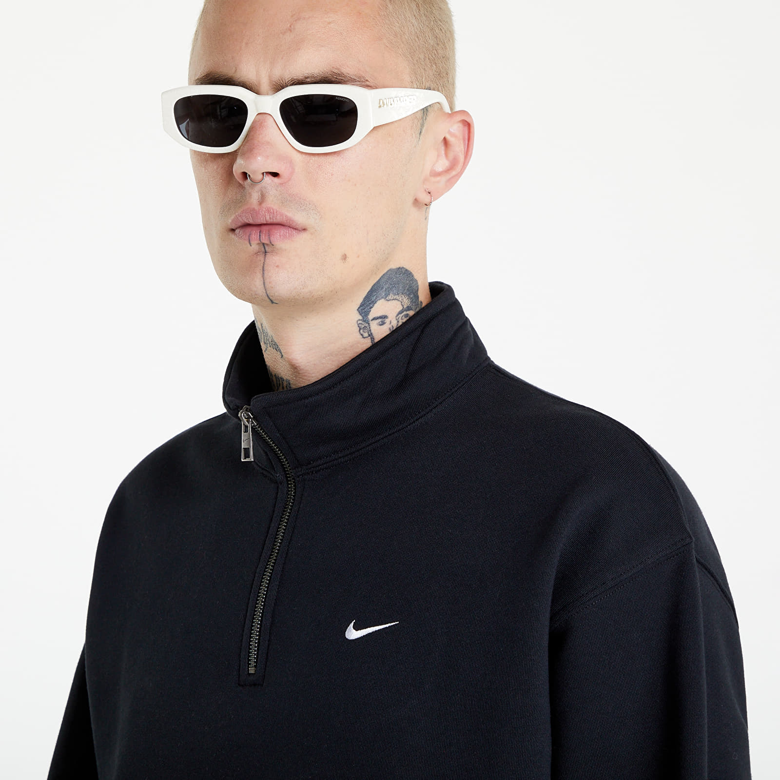 Kapucnis pulóverek és pulcsik Nike Solo Swoosh Men's 1/4-Zip Top Black/ White
