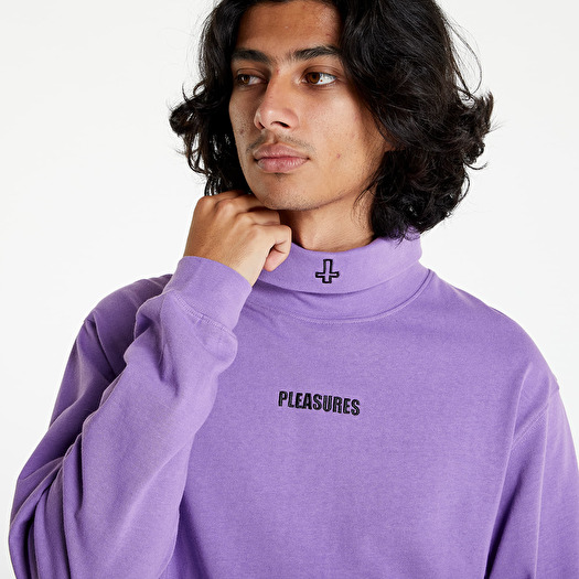 T shirts PLEASURES Gathering Turtle Neck Long Sleeve Tee Purple Footshop