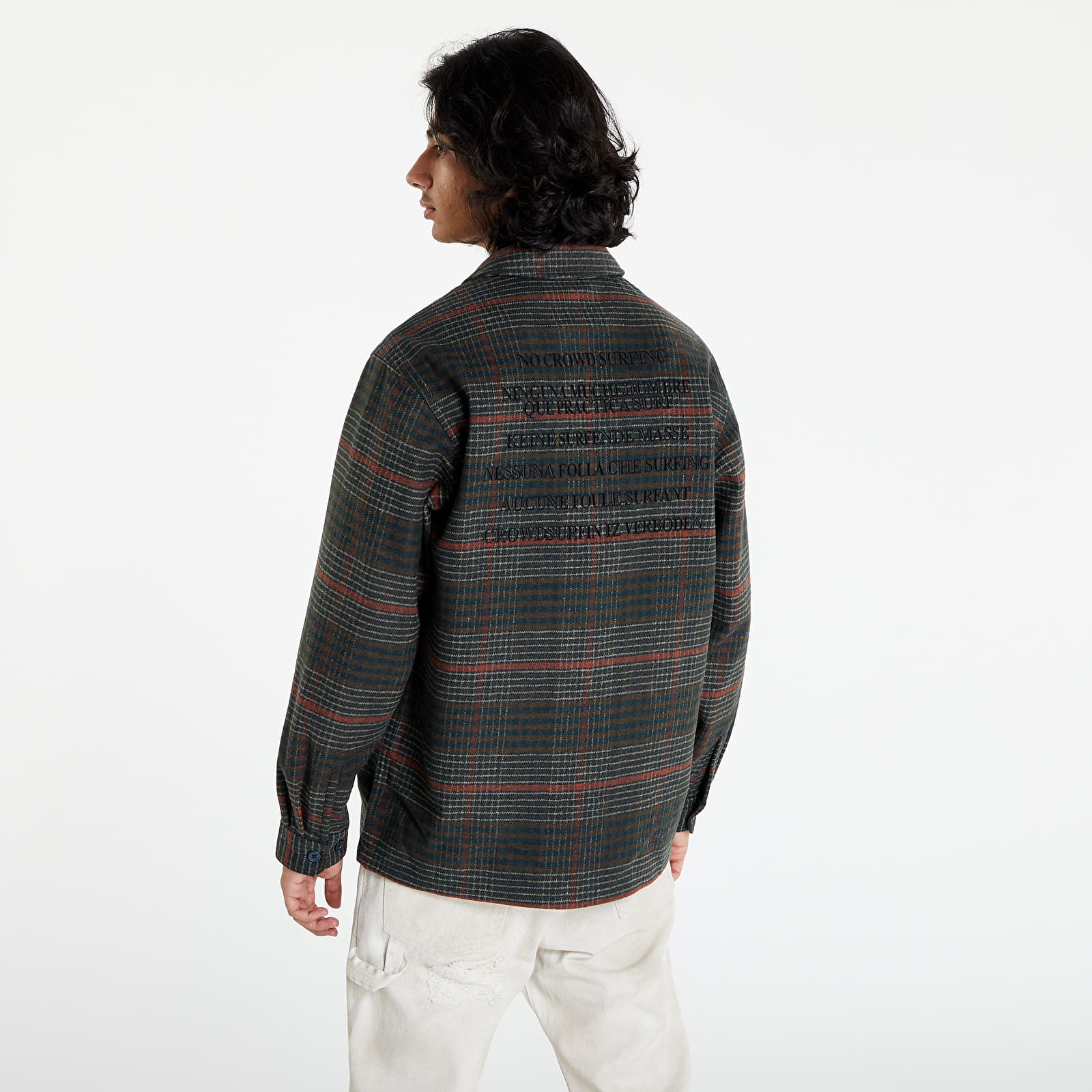 Košile PLEASURES Surfing Flannel Green