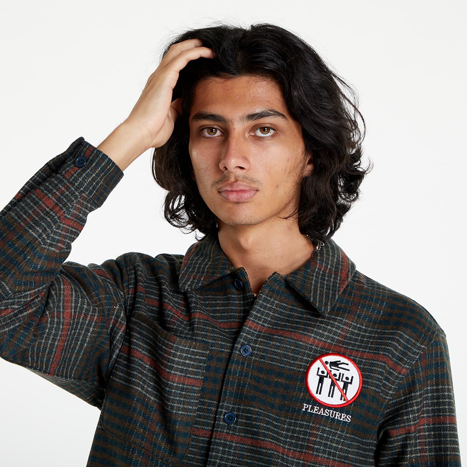 Košile PLEASURES Surfing Flannel Green