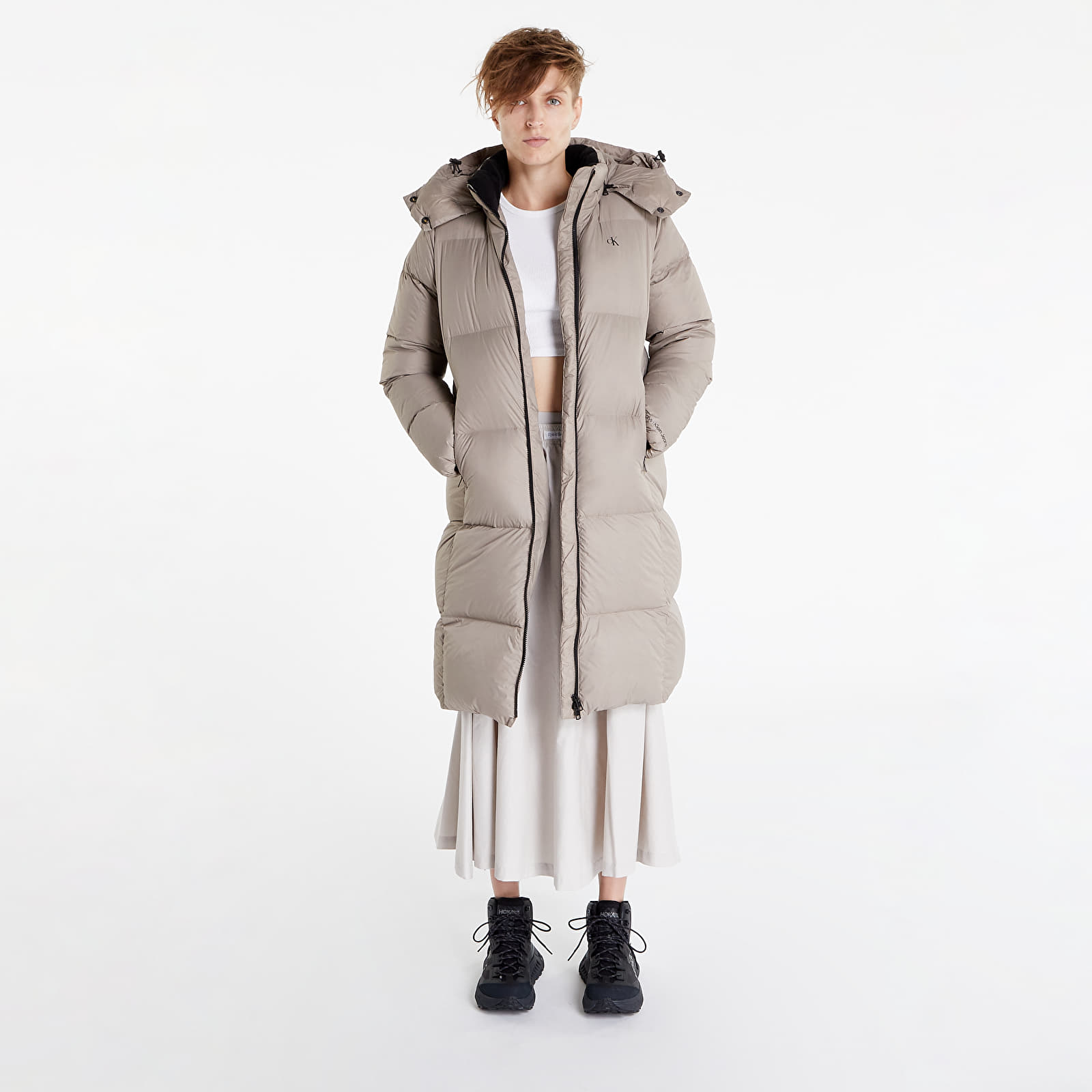 Kurtki Calvin Klein Jeans Ck Mw Down Coat Long Puffer Perfect Taupe