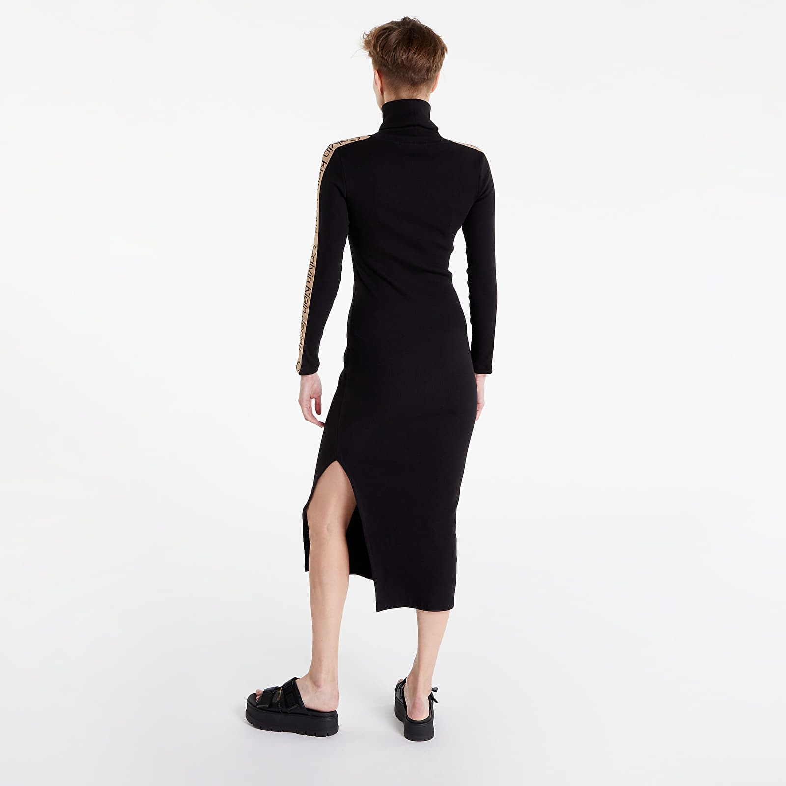 Рокли Calvin Klein Jeans Logo Tape Roll Neck Dress Black