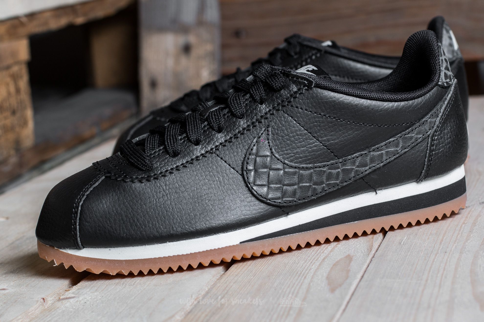 Women's shoes Nike W Classic Cortez Leather Lux Black/ Black-Sail-Gum  Medium Brown | Footshop