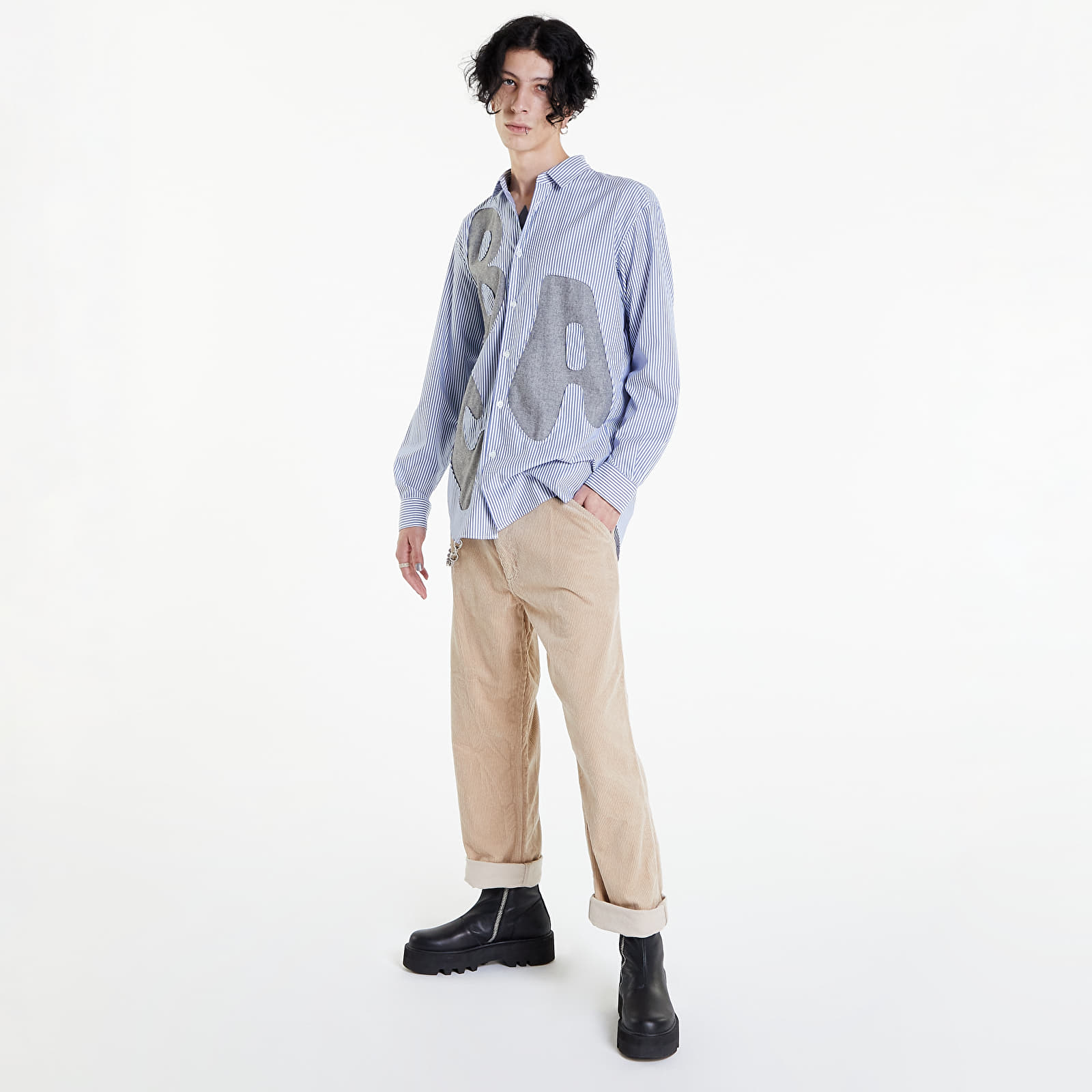 Chemises Comme Des Garçons SHIRT Mens Shirt Woven Striped White / Blue