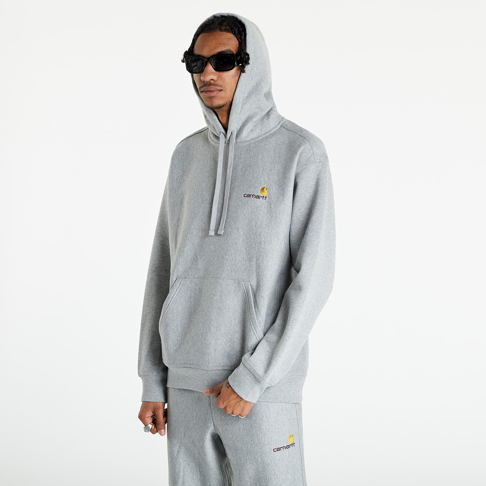 Puloverji Carhartt WIP Hooded American Script Sweat Grey