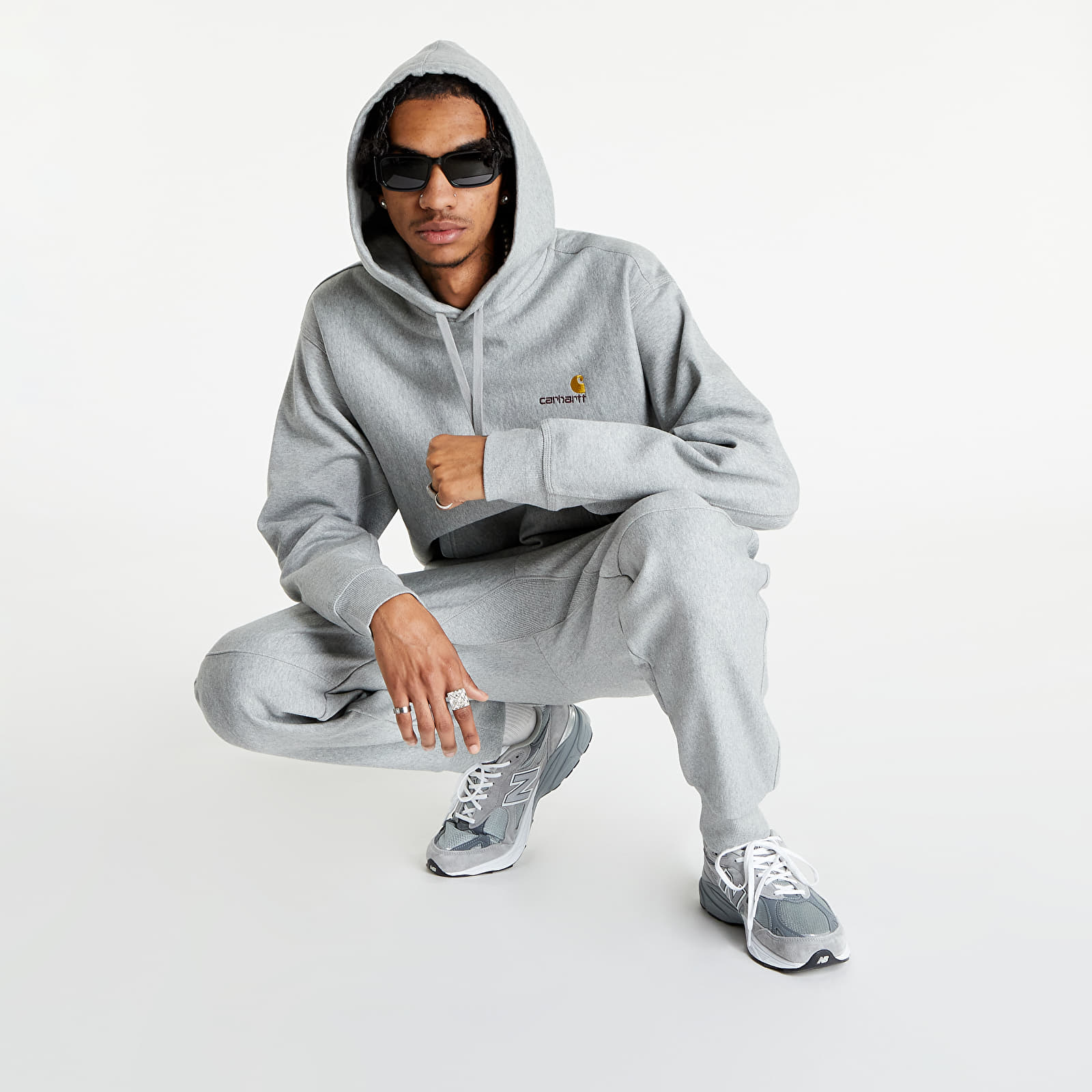 Puloverji Carhartt WIP Hooded American Script Sweat Grey