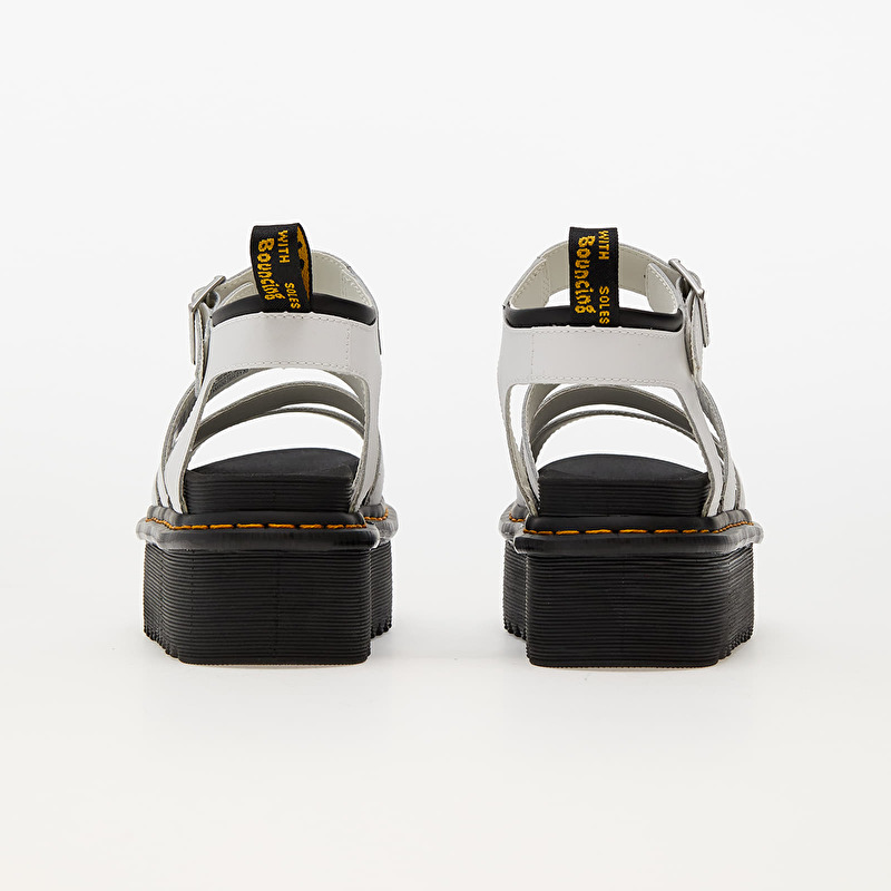 Dr. Martens Blaire Quad Hydro Leather Platform Strap Sandals White