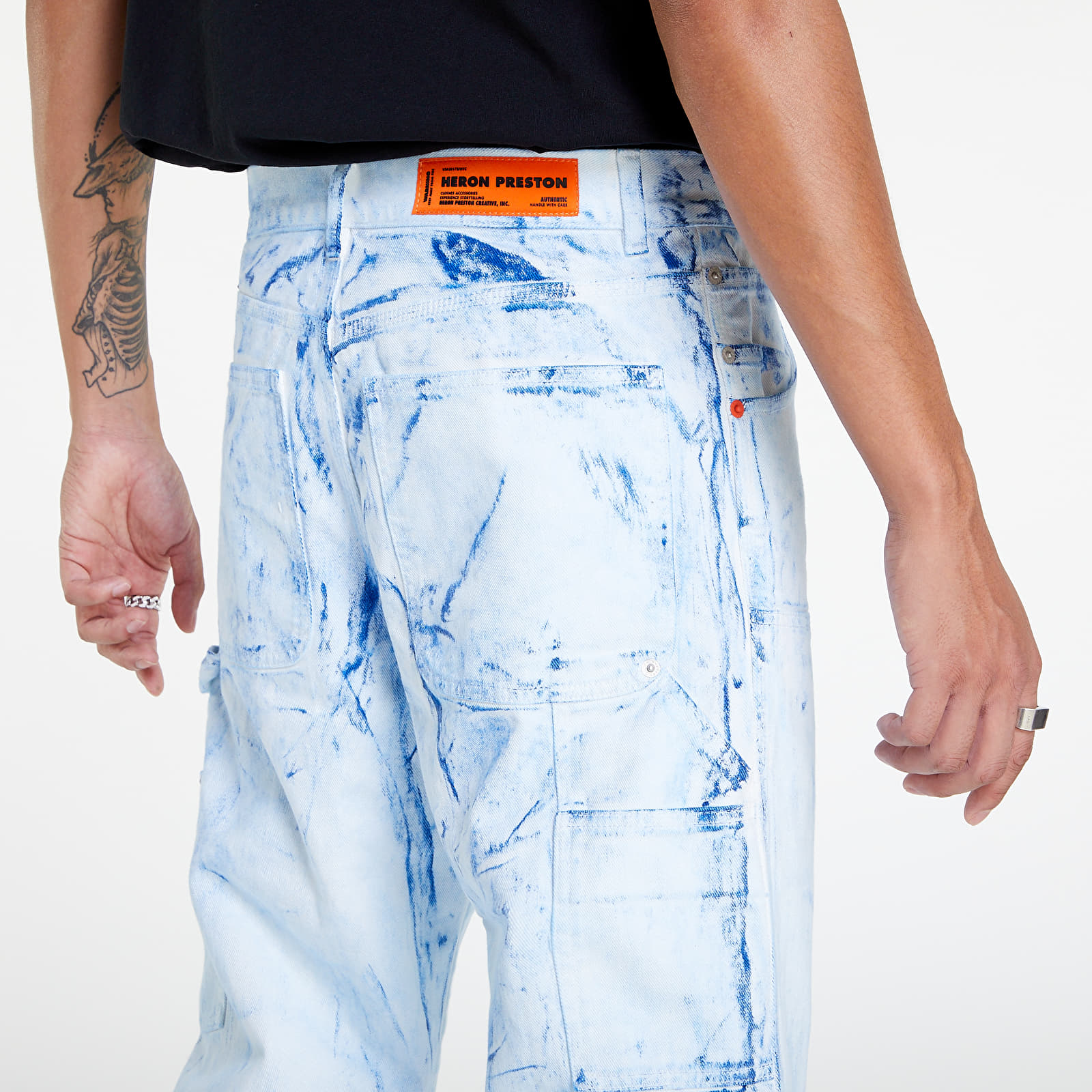 Broeken en spijkerbroeken HERON PRESTON Overdyed Spray Canvas Carpenter Jeans Blue