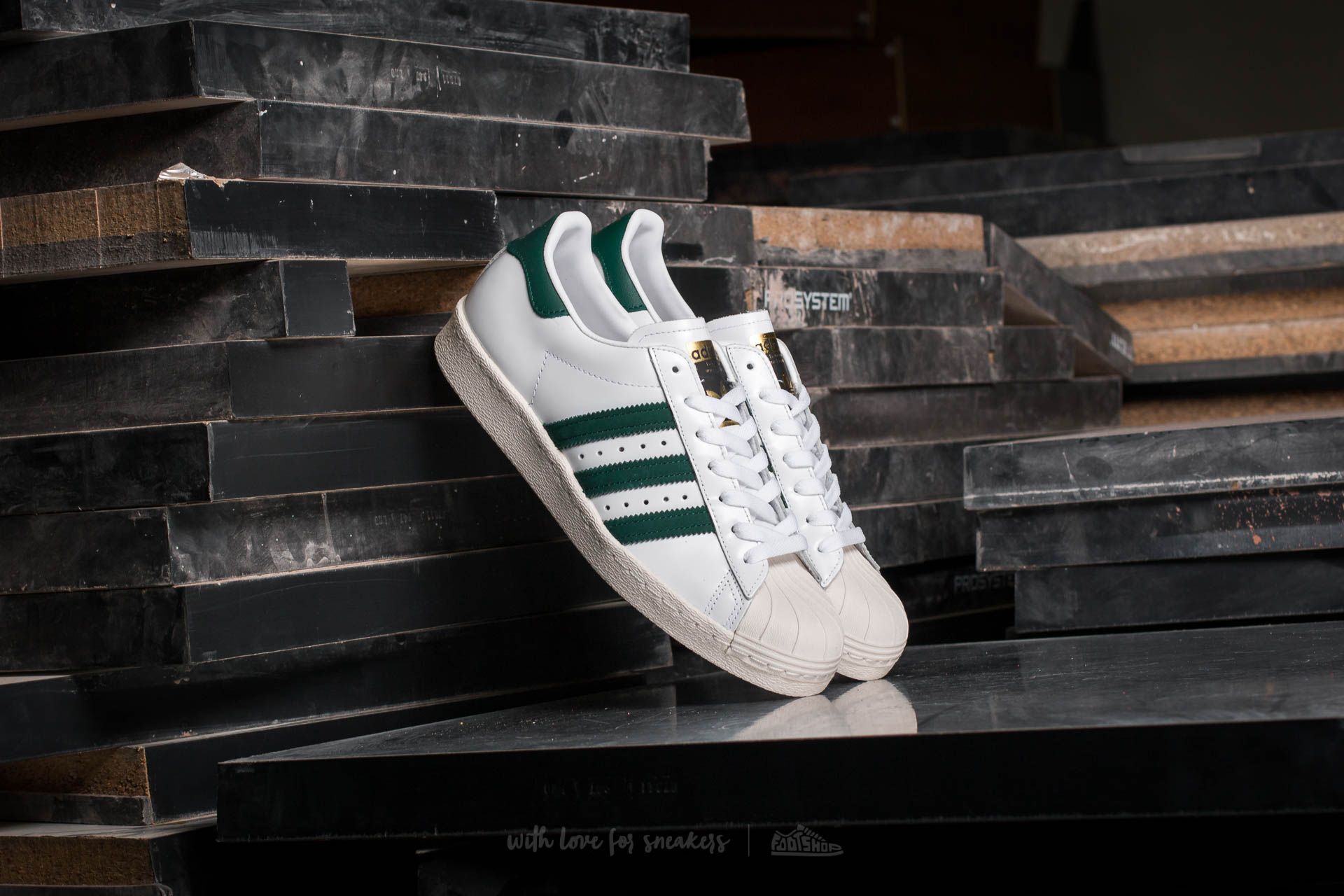 Buty męskie adidas Superstar 80s Ftw White/ Collegiate Green/ Gold Metallic