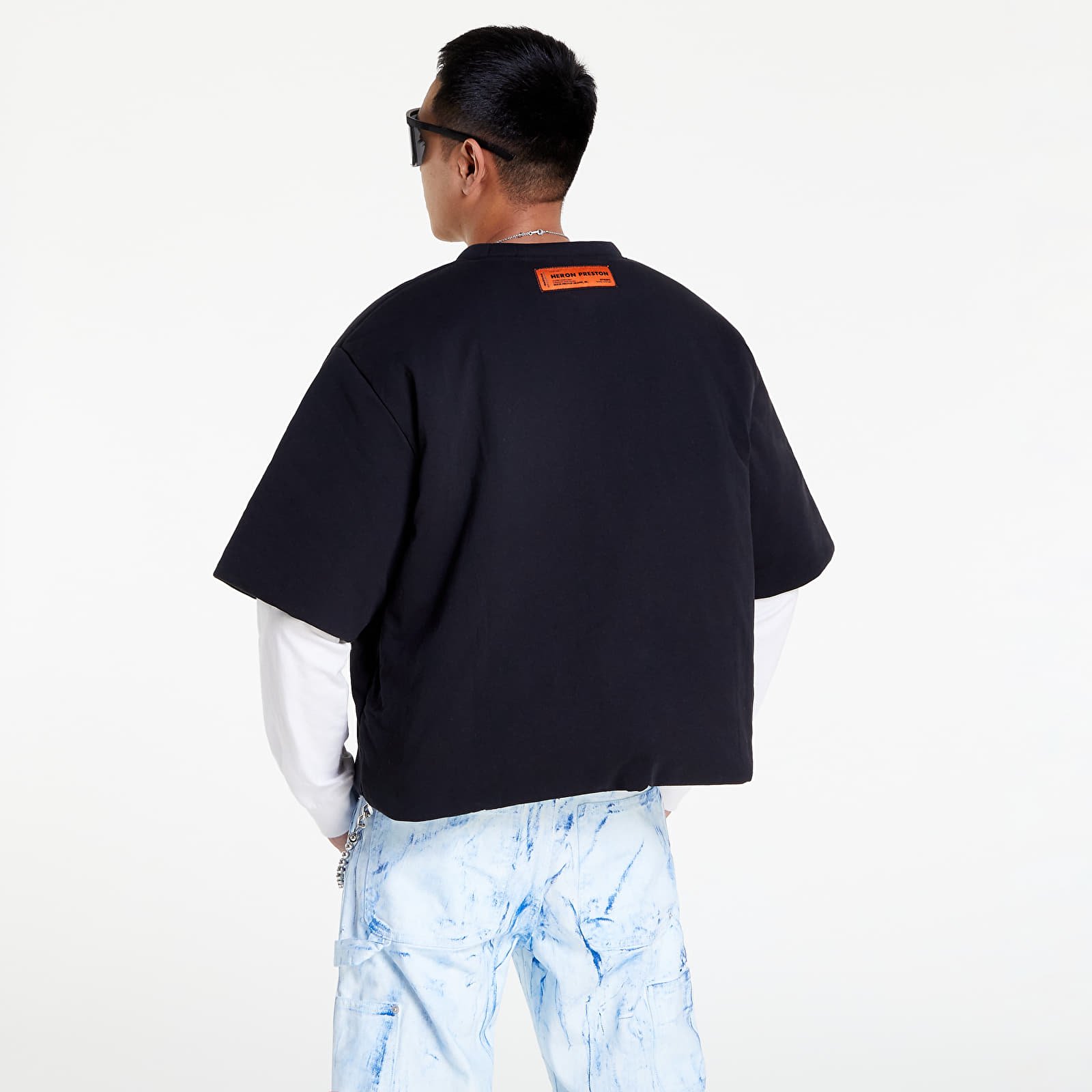Koszulki HERON PRESTON Heron Censored Padded Ss Tee Black/ Navy Blue