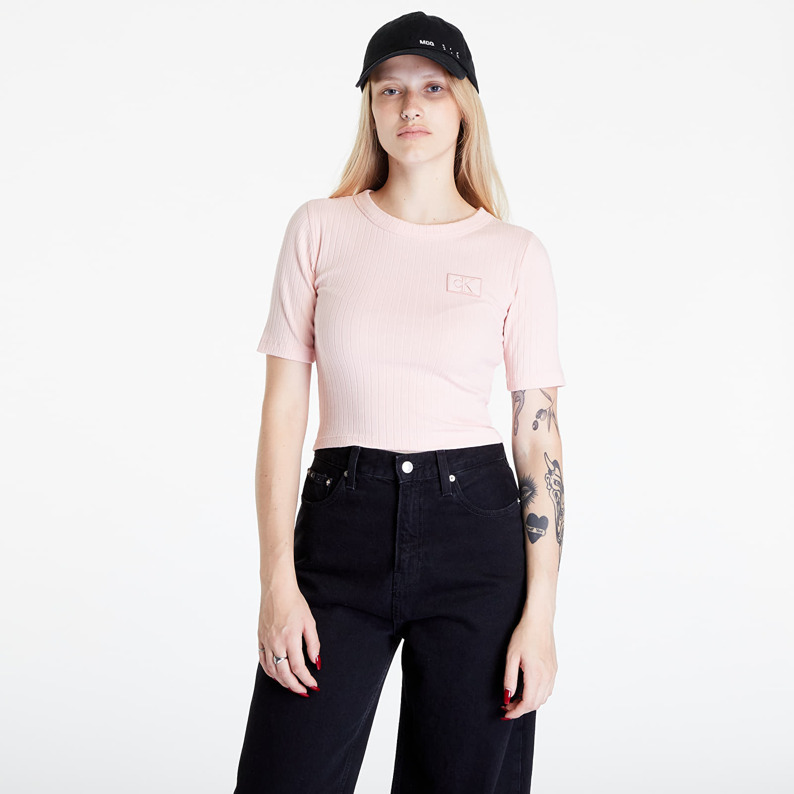 Levně Calvin Klein Jeans Badge Slim Rib Short Pink