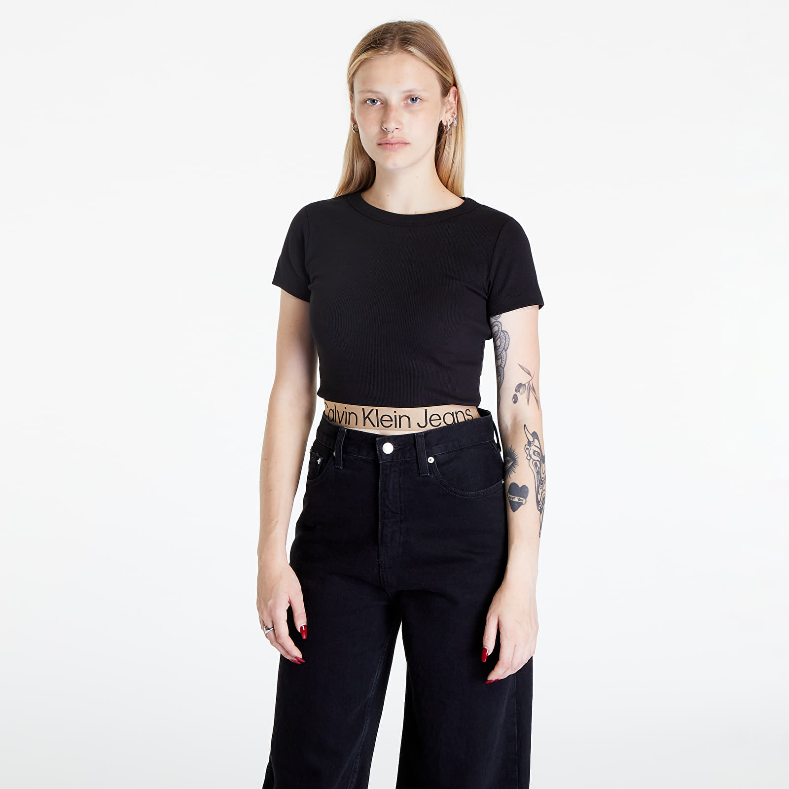 T shirts Calvin Klein Jeans Logo Tape T Shirt Black Footshop