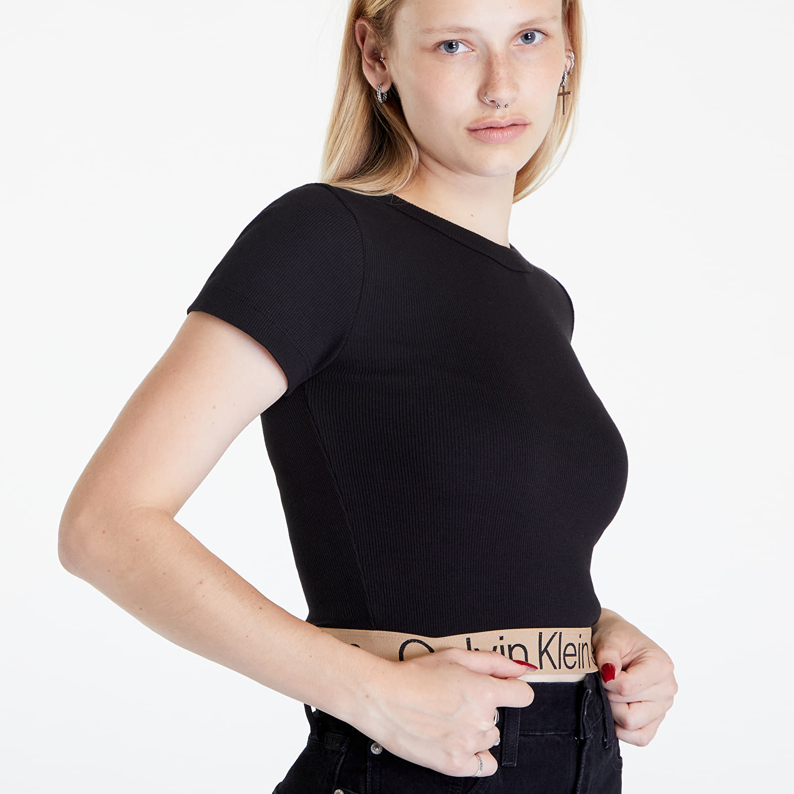 Black calvin klein tshirt hotsell
