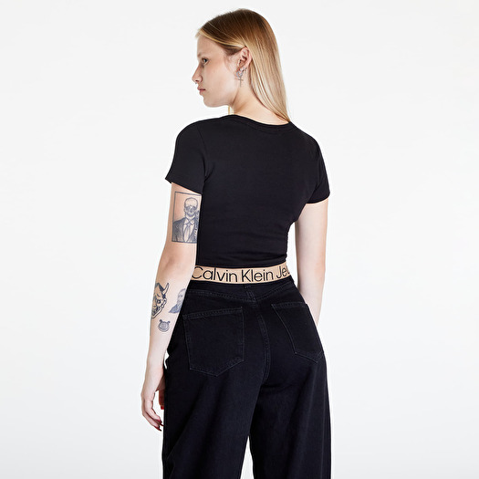 T shirts Calvin Klein Jeans Logo Tape T Shirt Black Footshop