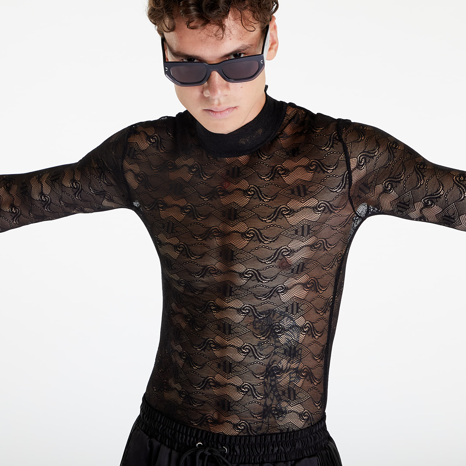 T-shirts Han Kjøbenhavn Lace Monogram Turtleneck Long Sleeve Black