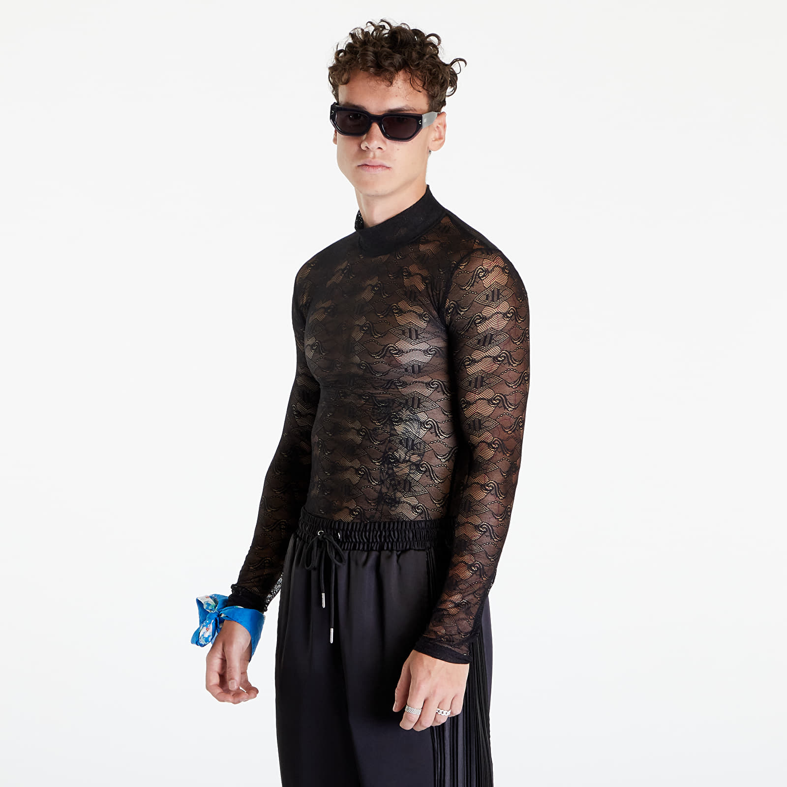 T-shirts Han Kjøbenhavn Lace Monogram Turtleneck Long Sleeve Black