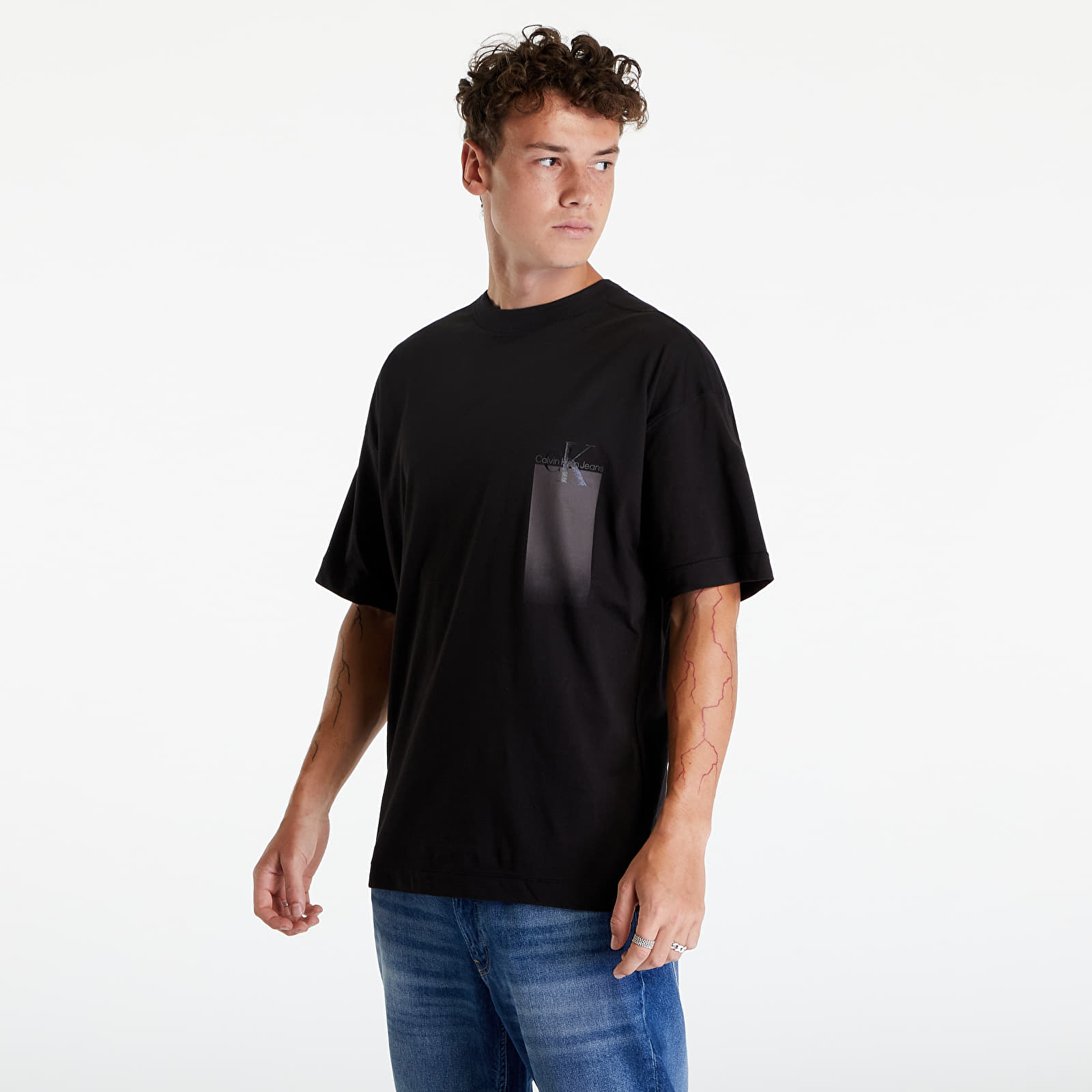 Marškinėliai Calvin Klein Jeans Monologo Gradient Mu Black
