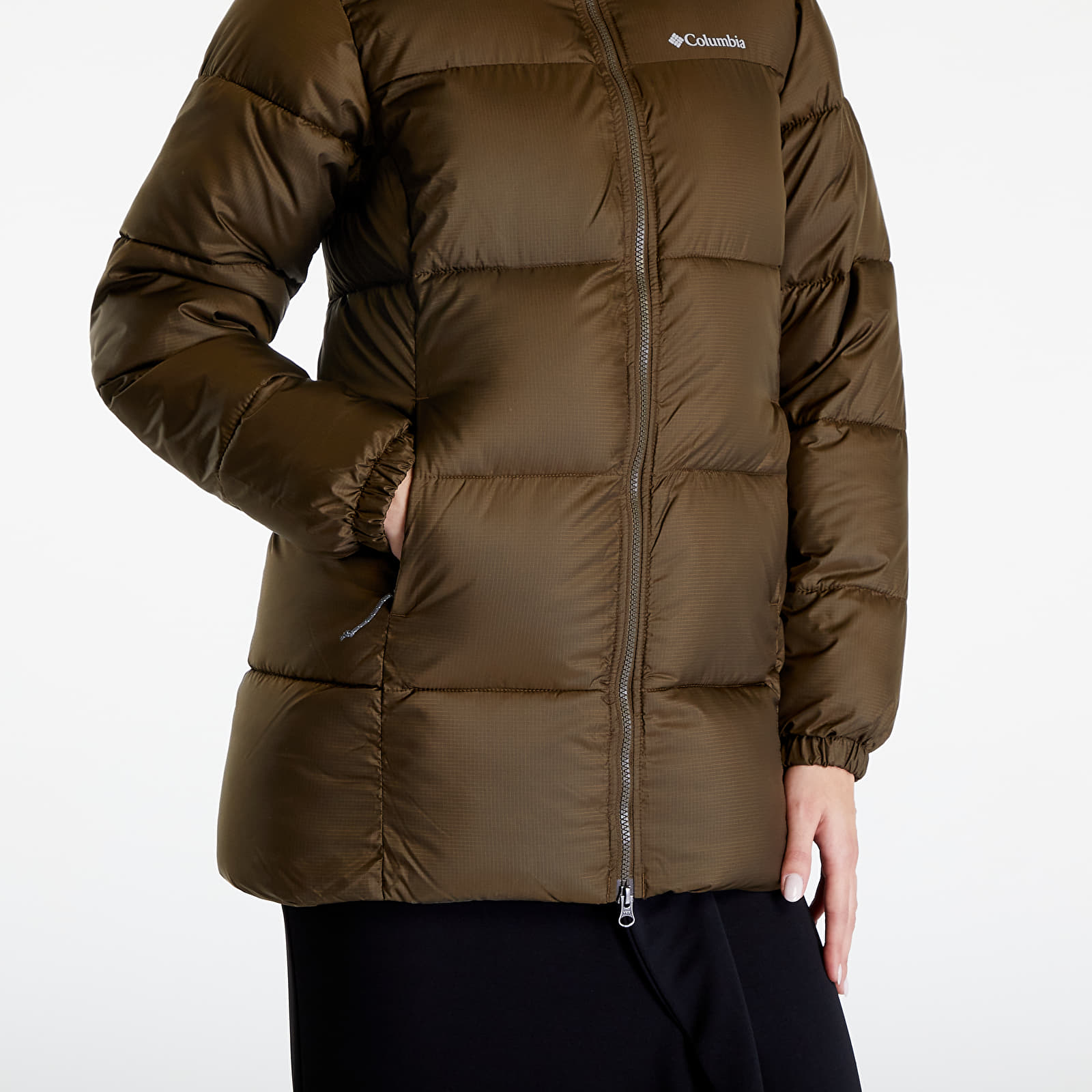 Bundy a kabáty Columbia Puffect™ Mid Hooded Jacket Olive Green