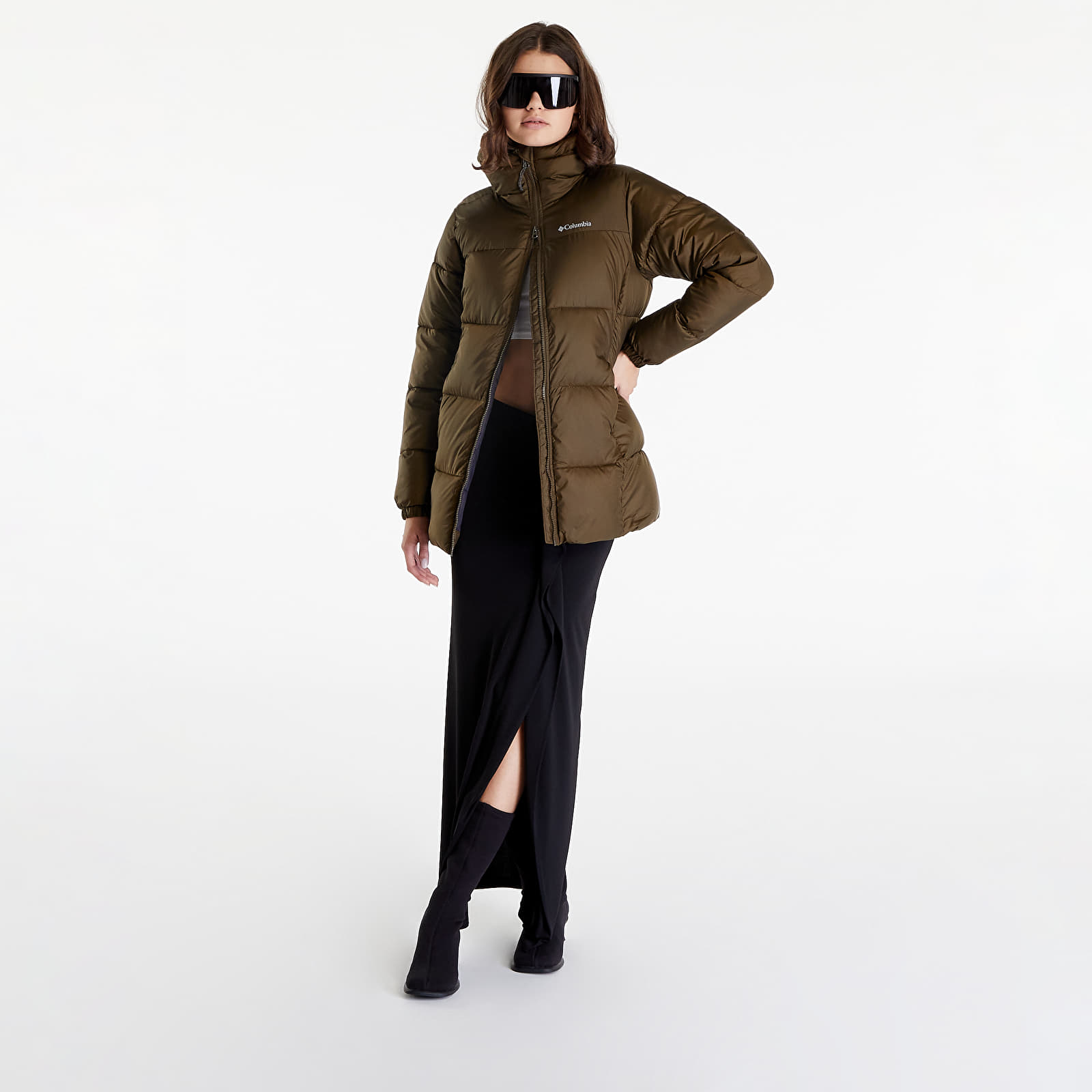 Bundy a kabáty Columbia Puffect™ Mid Hooded Jacket Olive Green
