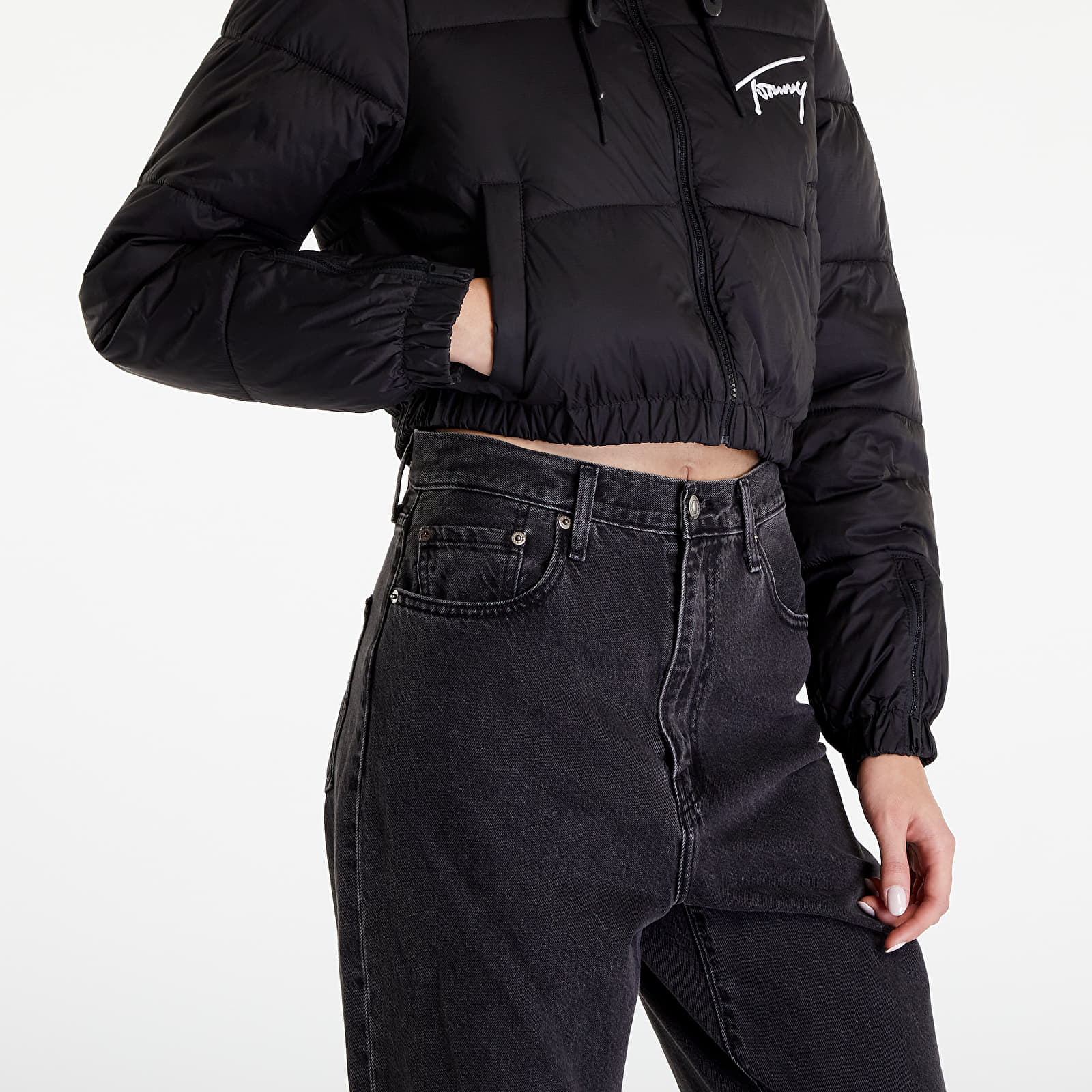 Jacken Tommy Jeans Signature Cropped Puffer Jacket Black