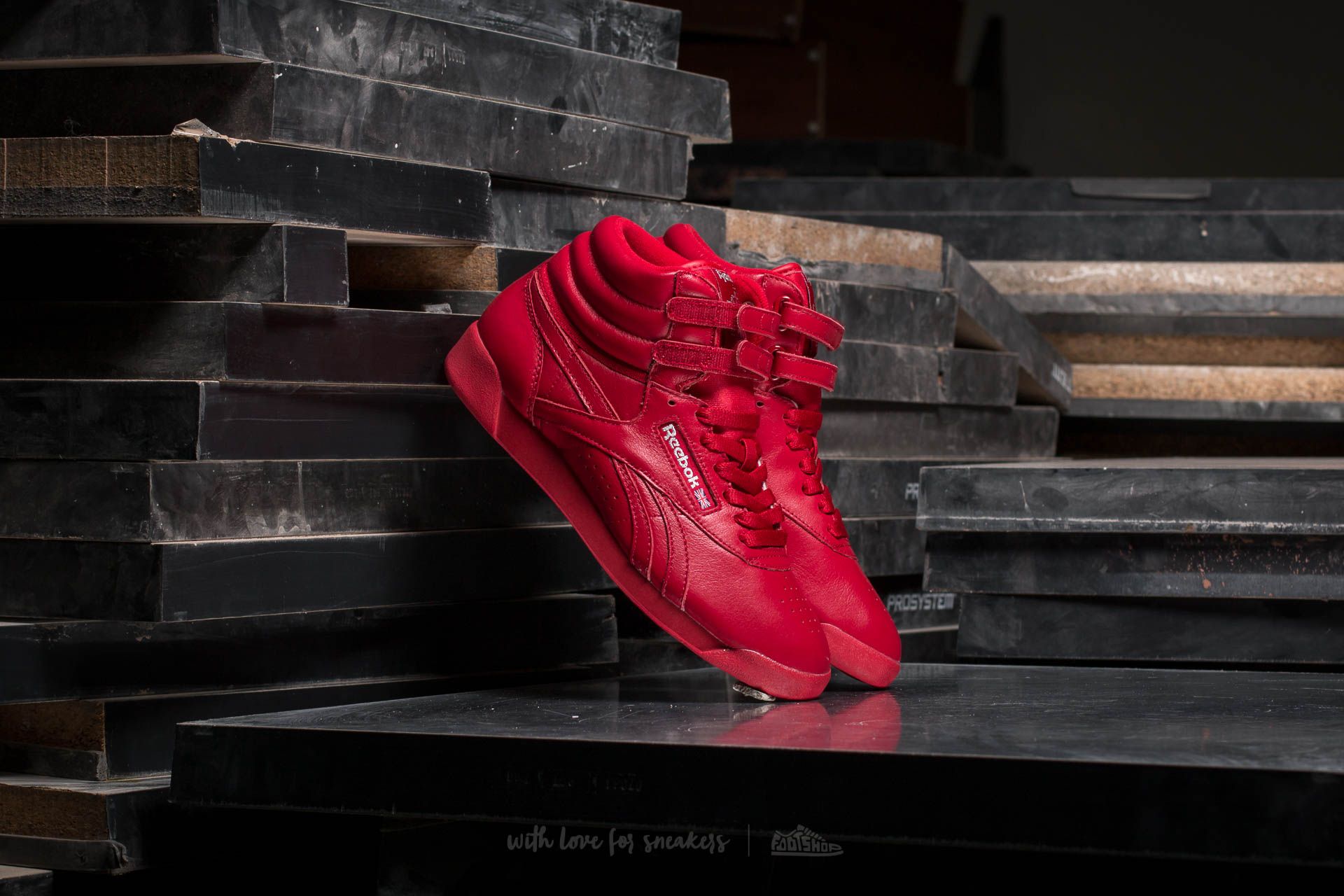 Damen Sneaker und Schuhe Reebok Freestyle Hi OG Lux Excellent Red/ Grey/ Gold