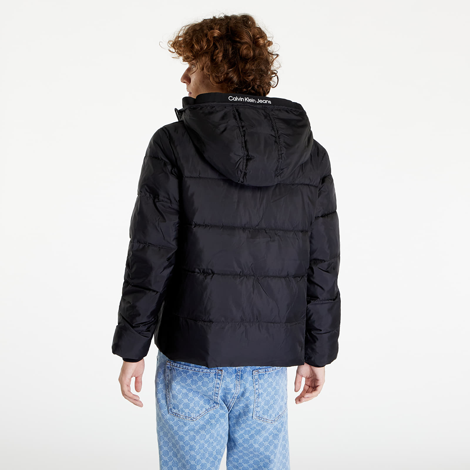 Calvin klein logo best sale tape puffer jacket
