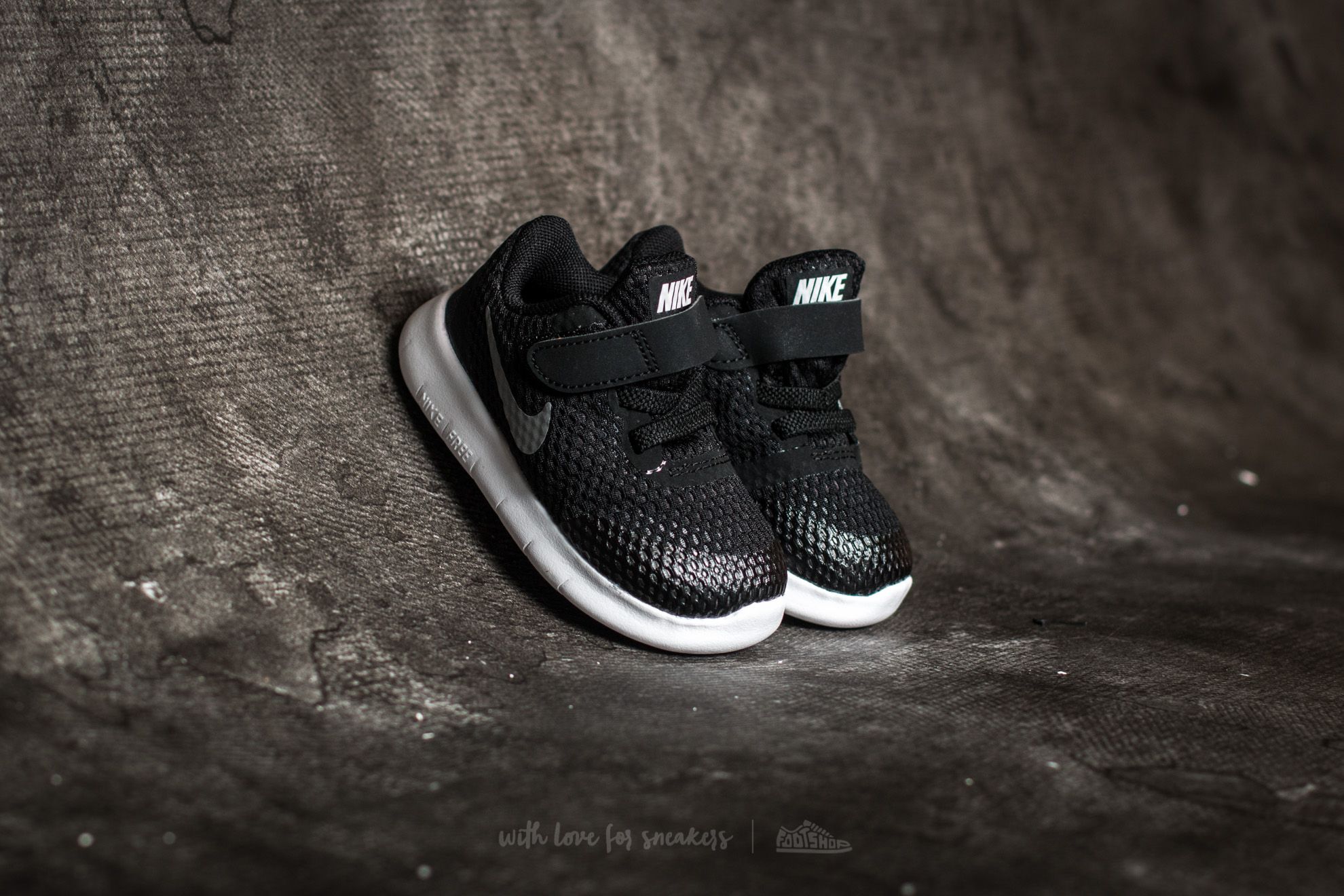 Detské tenisky a topánky Nike Free Run (TDV) Black/ Metallic Silver