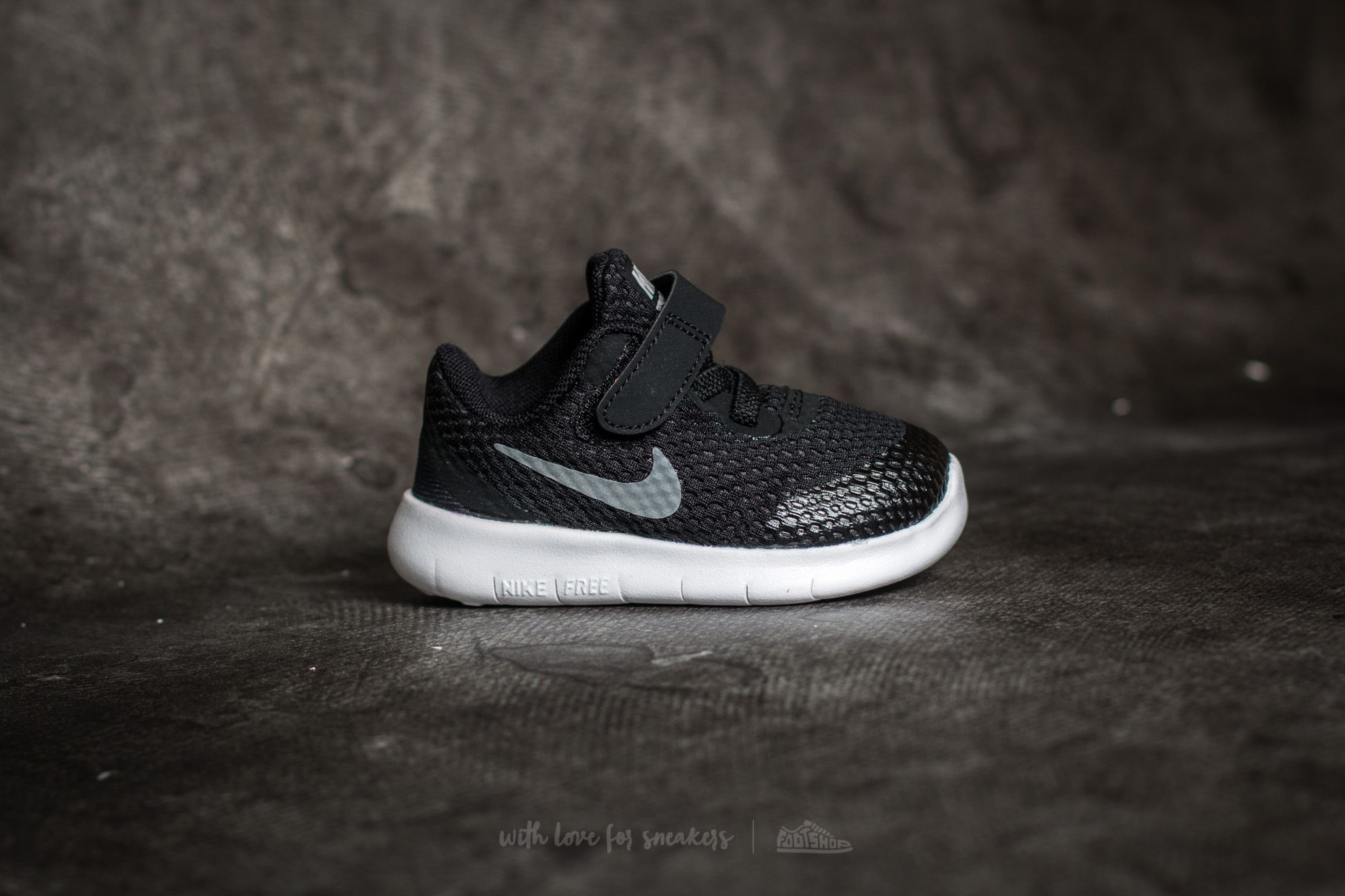 Detské tenisky a topánky Nike Free Run (TDV) Black/ Metallic Silver