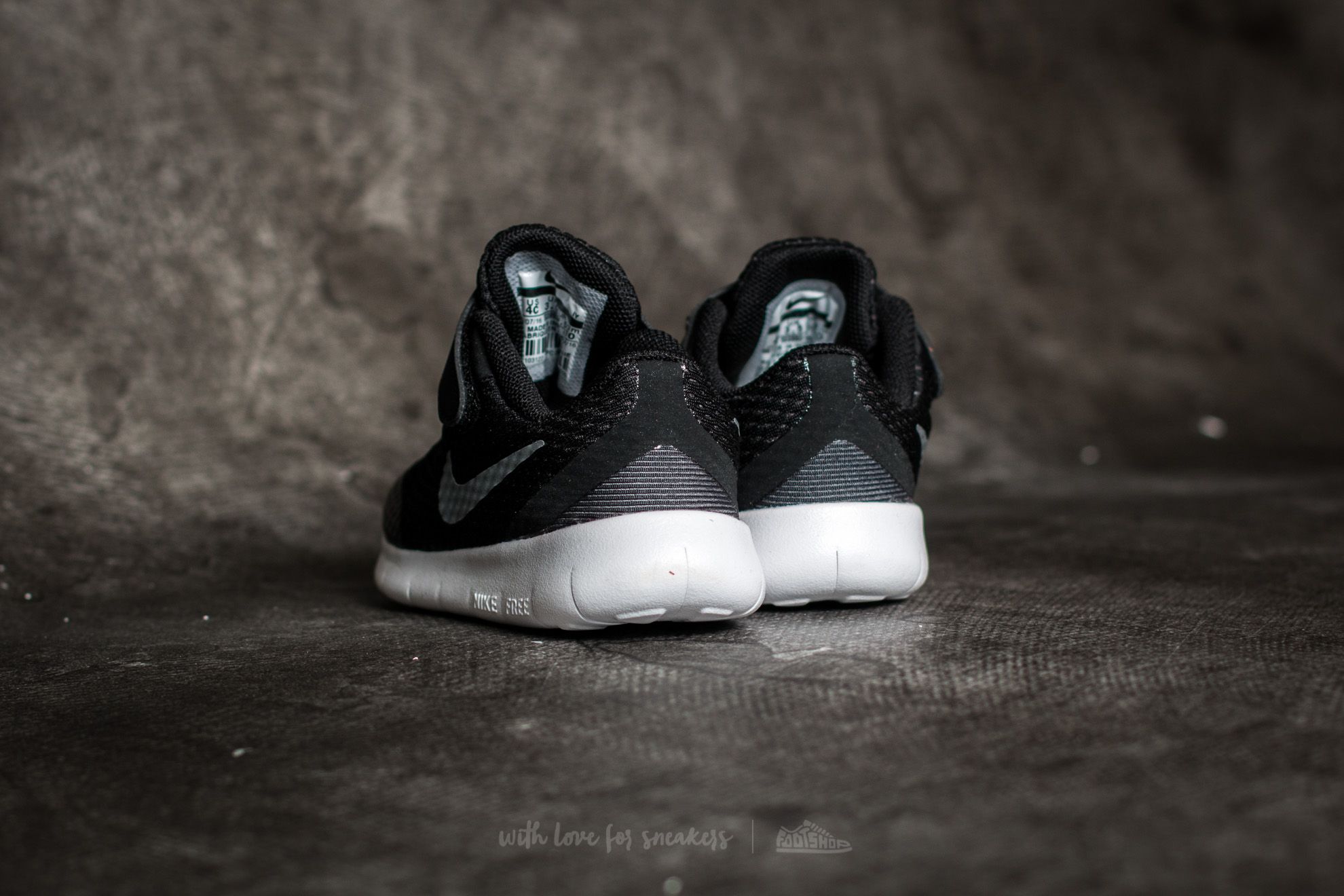 Detské tenisky a topánky Nike Free Run (TDV) Black/ Metallic Silver