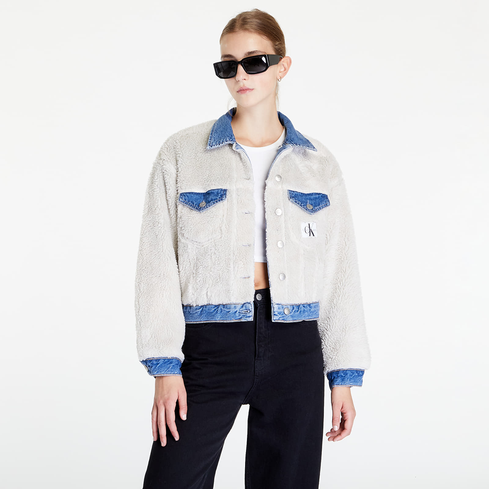 Half sherpa half denim jacket sale