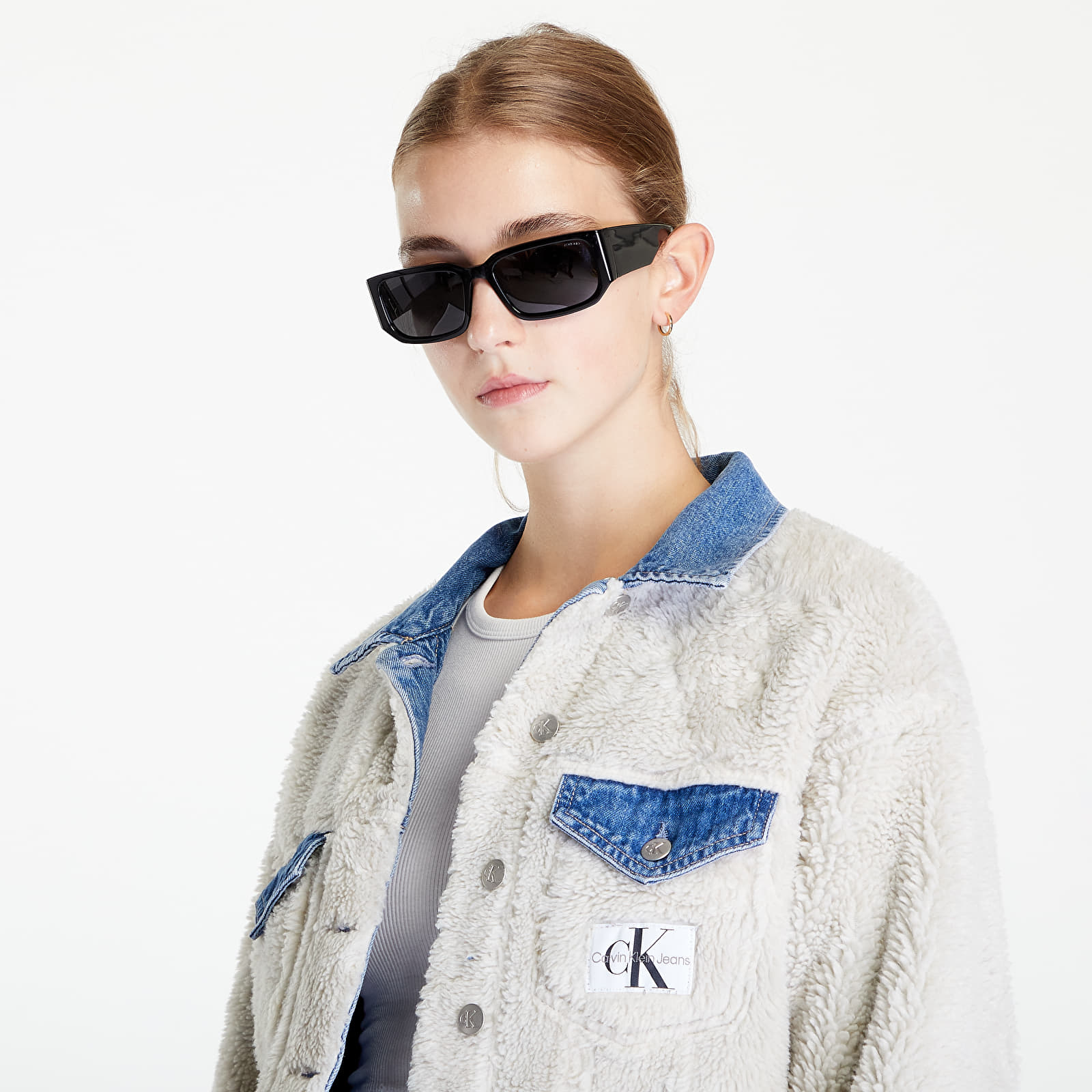 Bundy Calvin Klein Jeans Revsersible Crop Sherpa Denim Jacket Denim Light