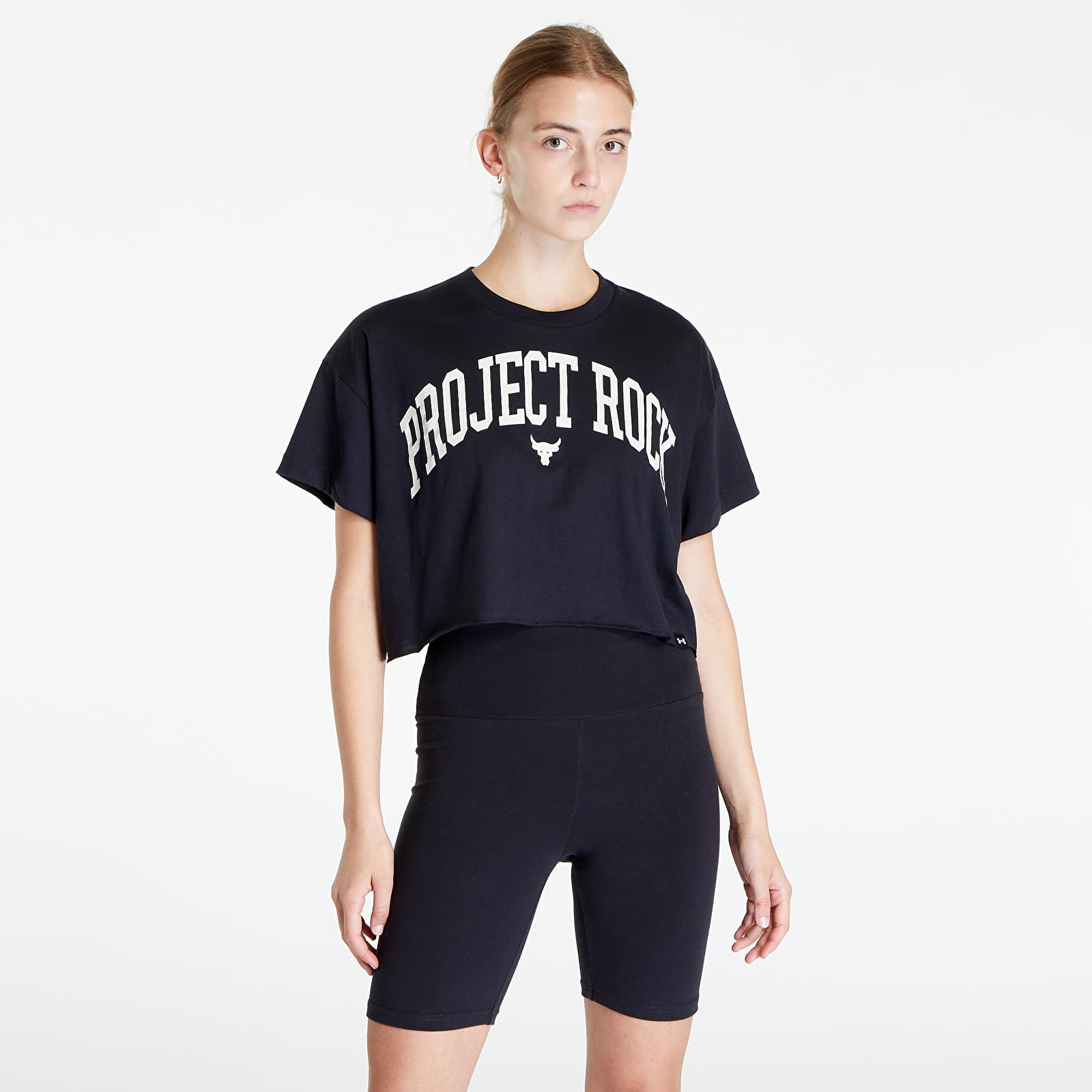 Topy Under Armour Project Rock Short Sleeve Crop Black/ Summit White