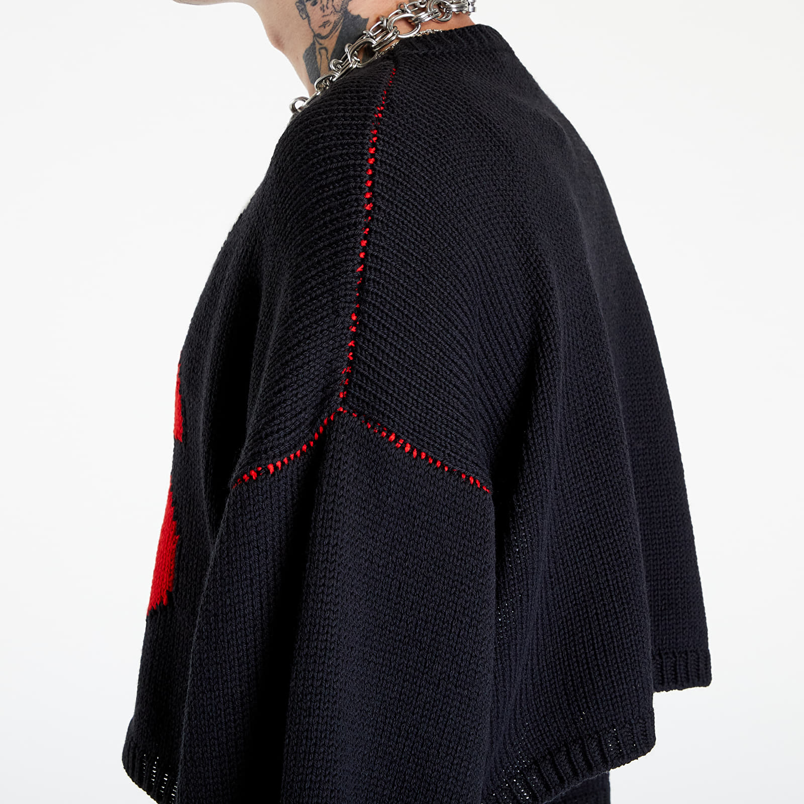 Pulovere Raf Simons Loose Fit Cropped Wool Jacquard Rs Sweater Black