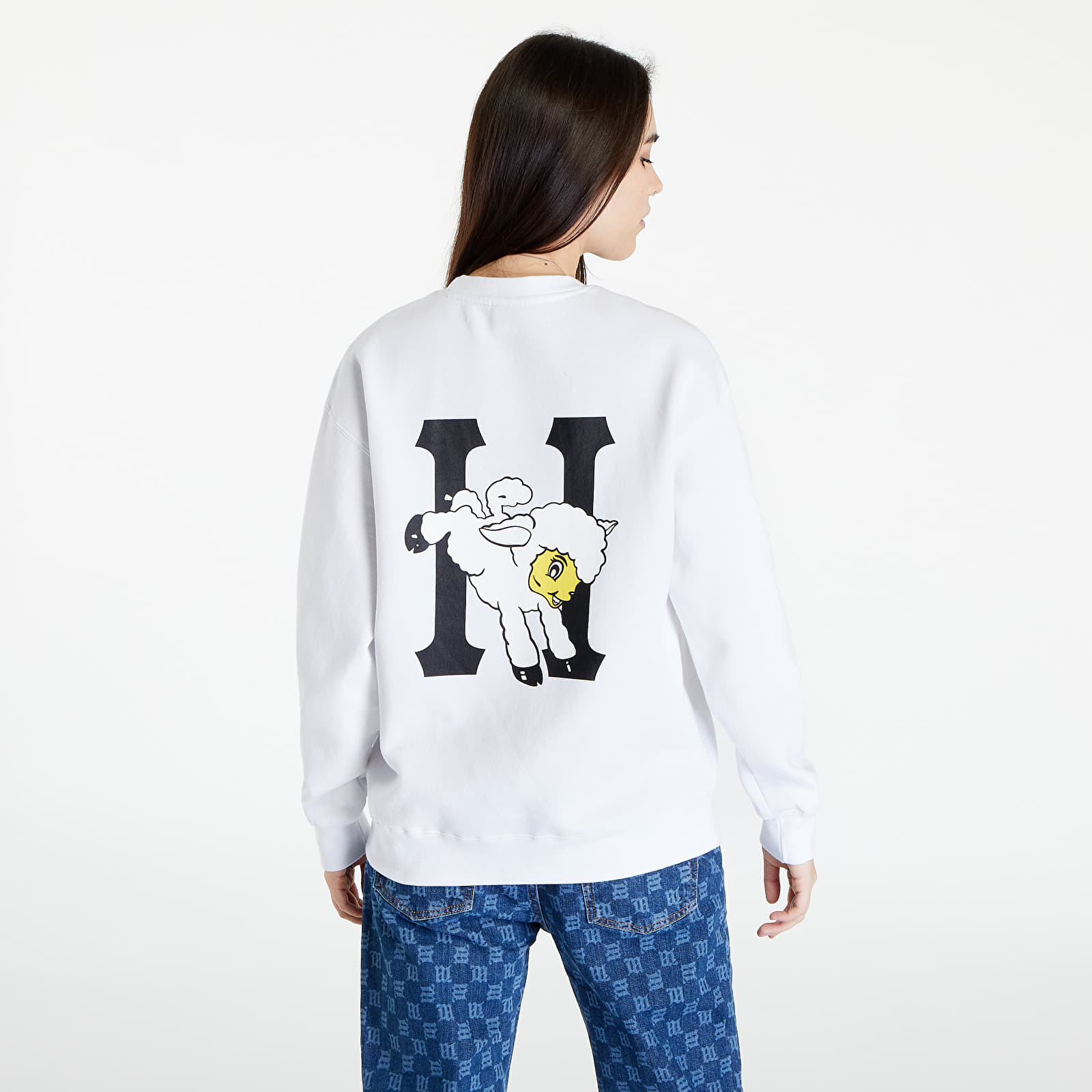Mikiny a svetry HUF Flocked Classic H Crew White