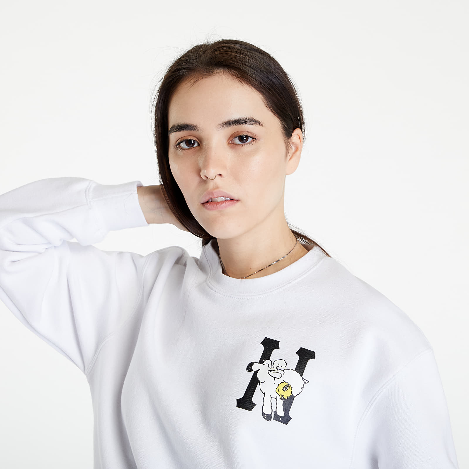 Mikiny a svetry HUF Flocked Classic H Crew White