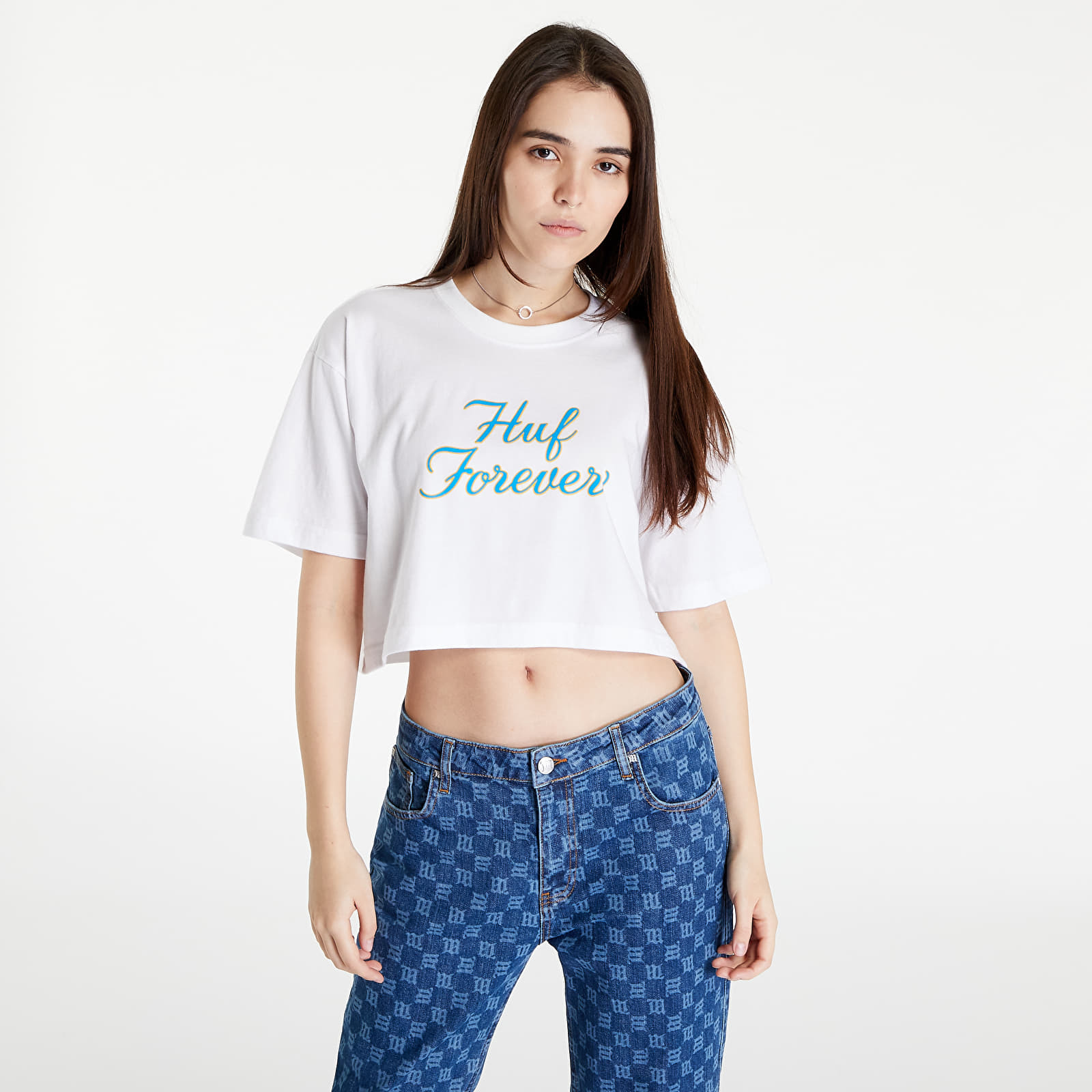 huf forever s/s crop tee white