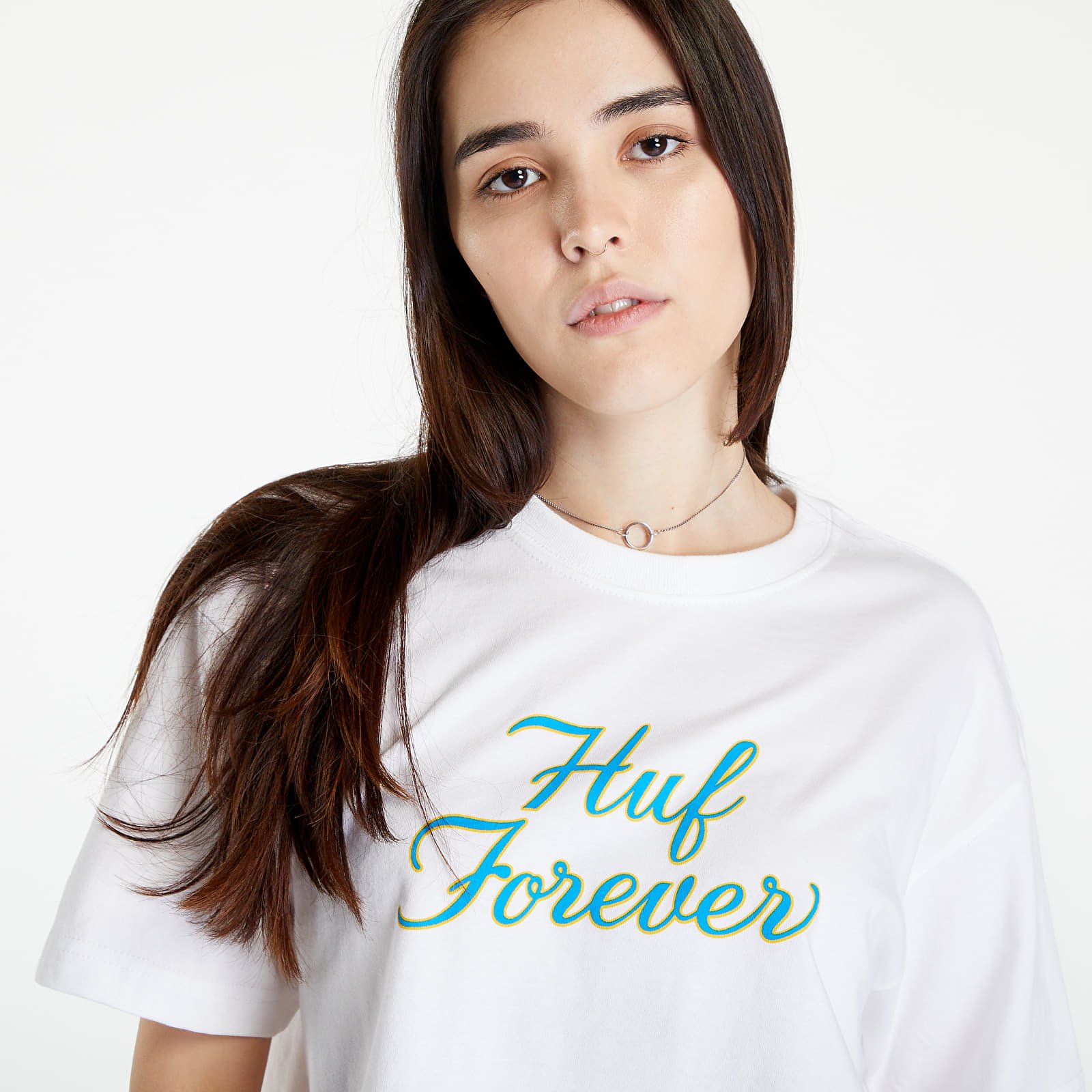 Pólók HUF Forever S/S Crop Tee White