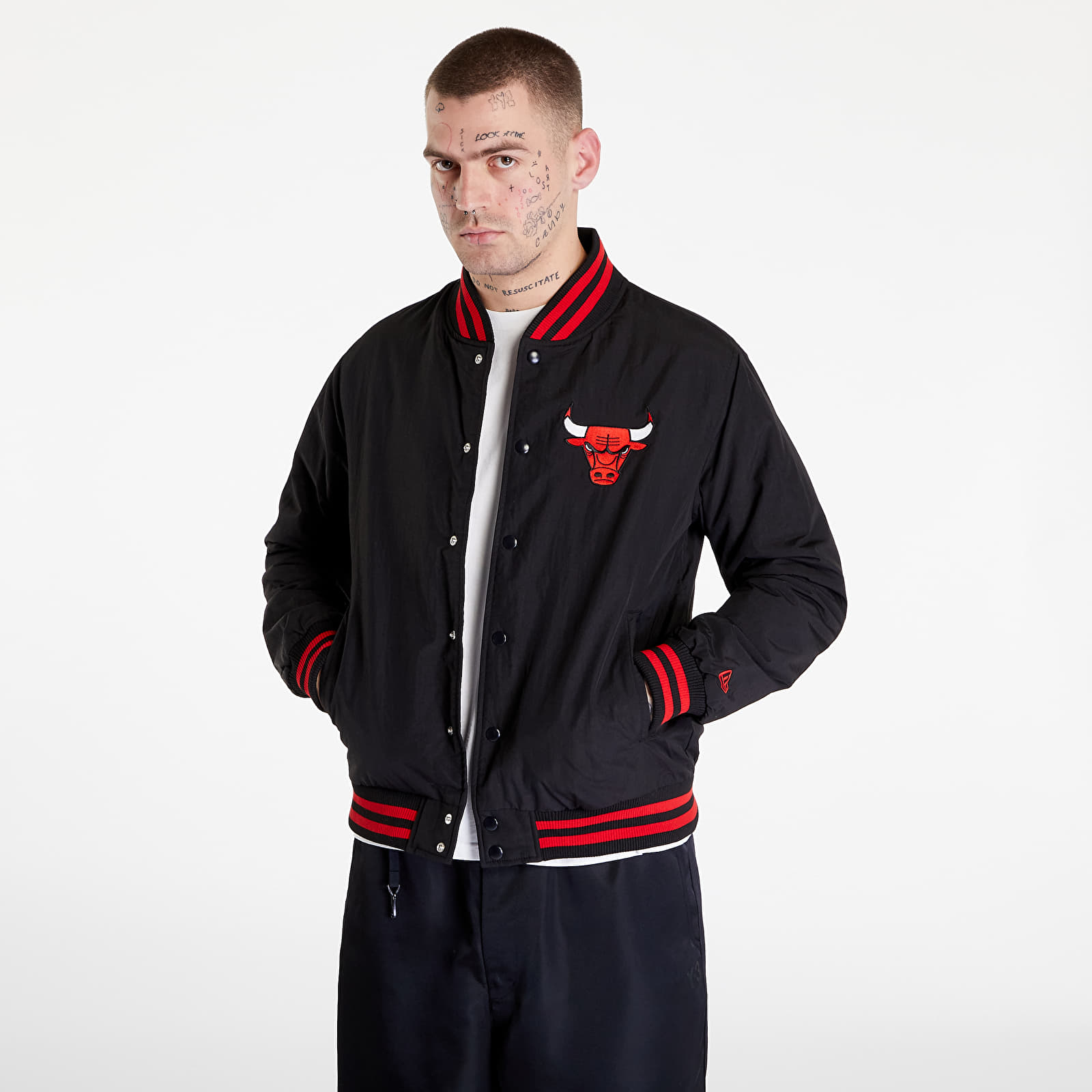Jackets New Era NBA Team Logo Bomber Jacket Chicago Bulls Black