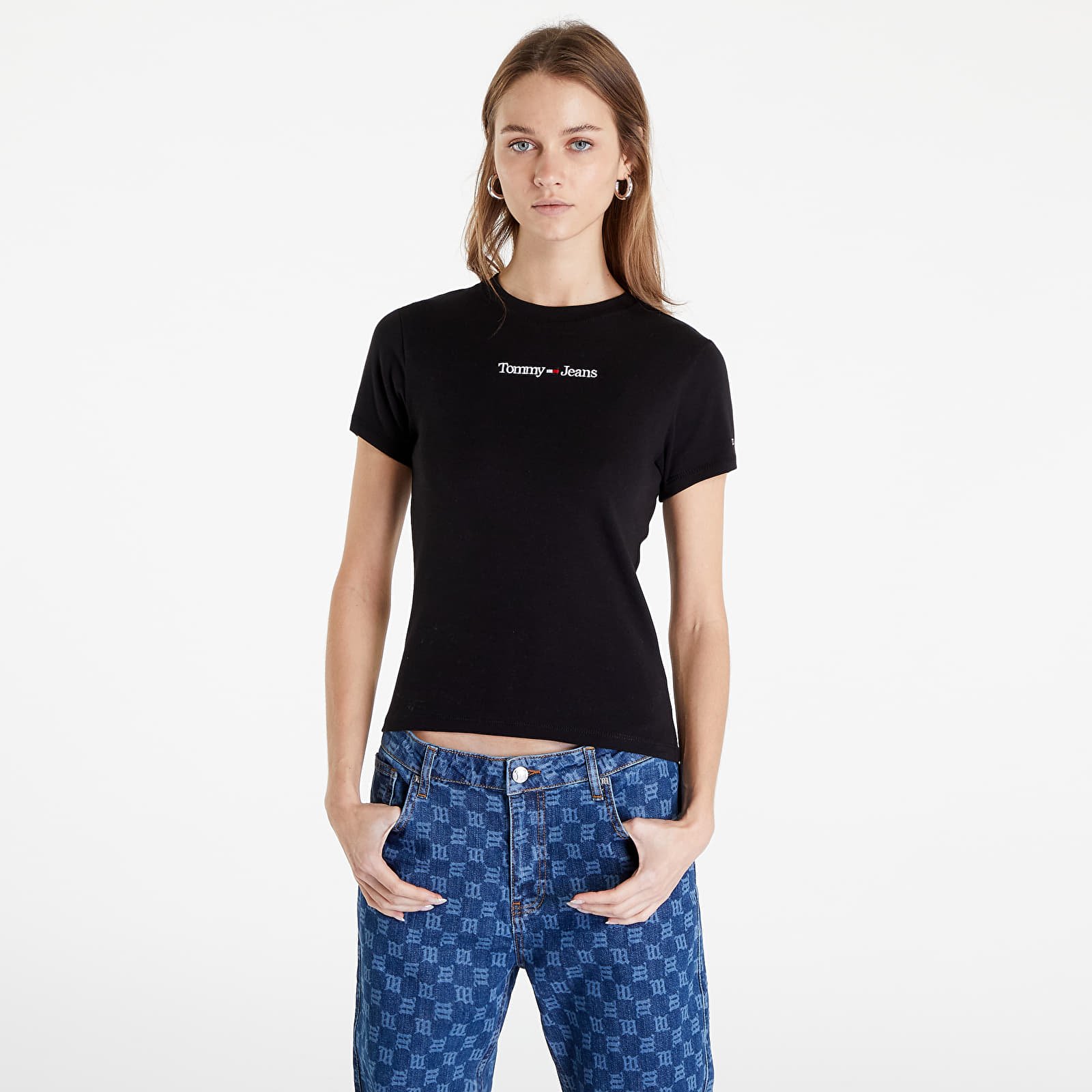 Marškinėliai Tommy Jeans Baby Serif Linea Short Sleeve Black