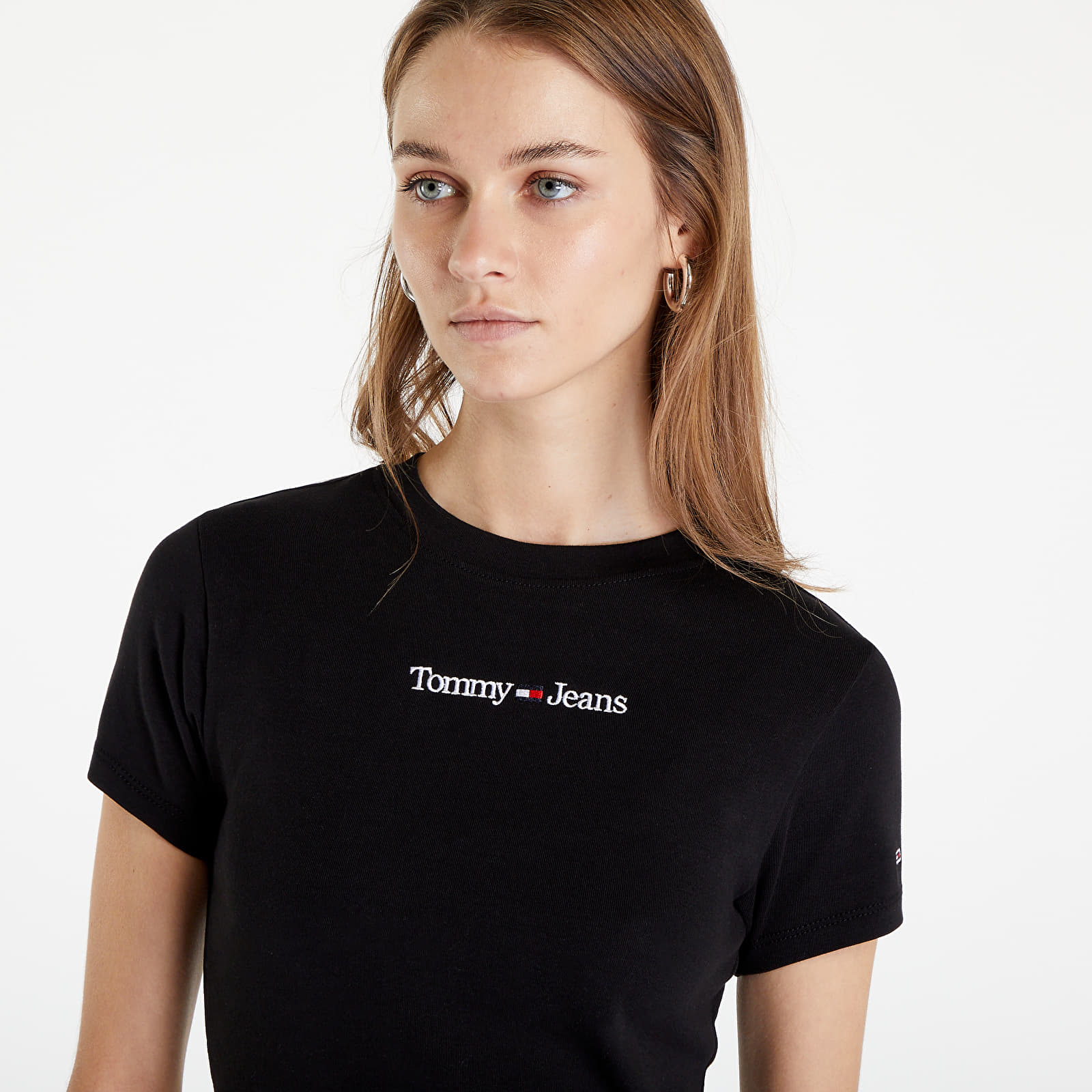 Marškinėliai Tommy Jeans Baby Serif Linea Short Sleeve Black