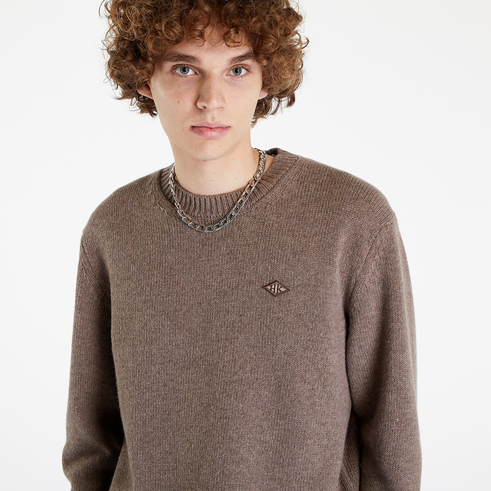 Pullover Han Kjøbenhavn Logo Crewneck Knit Brown Melange