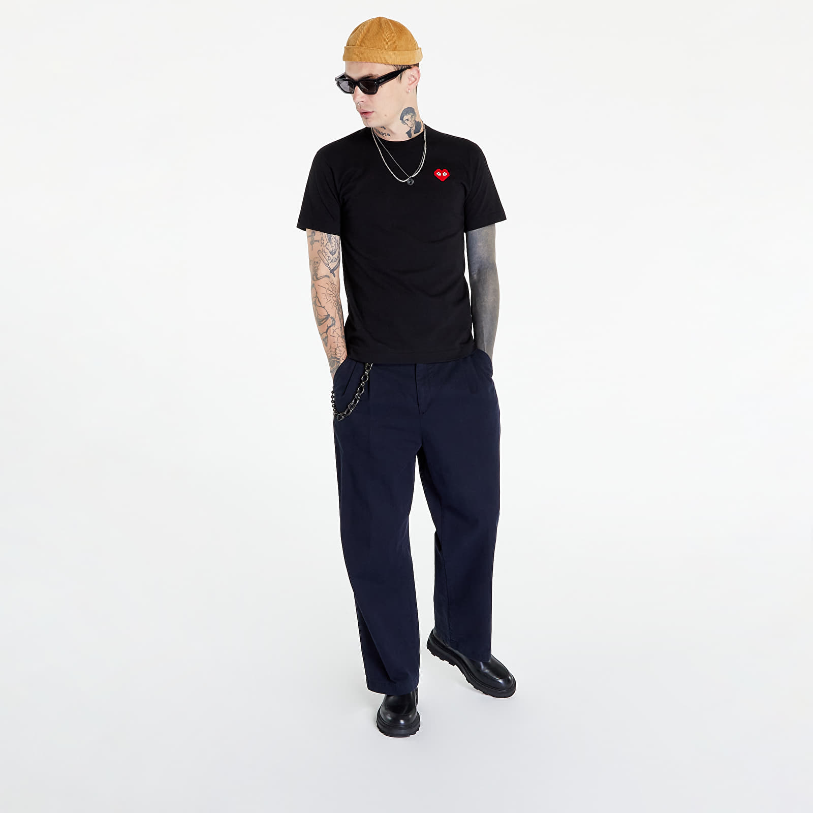 Koszulki Comme des Garçons PLAY Short Sleeve Knit T-Shirt Black